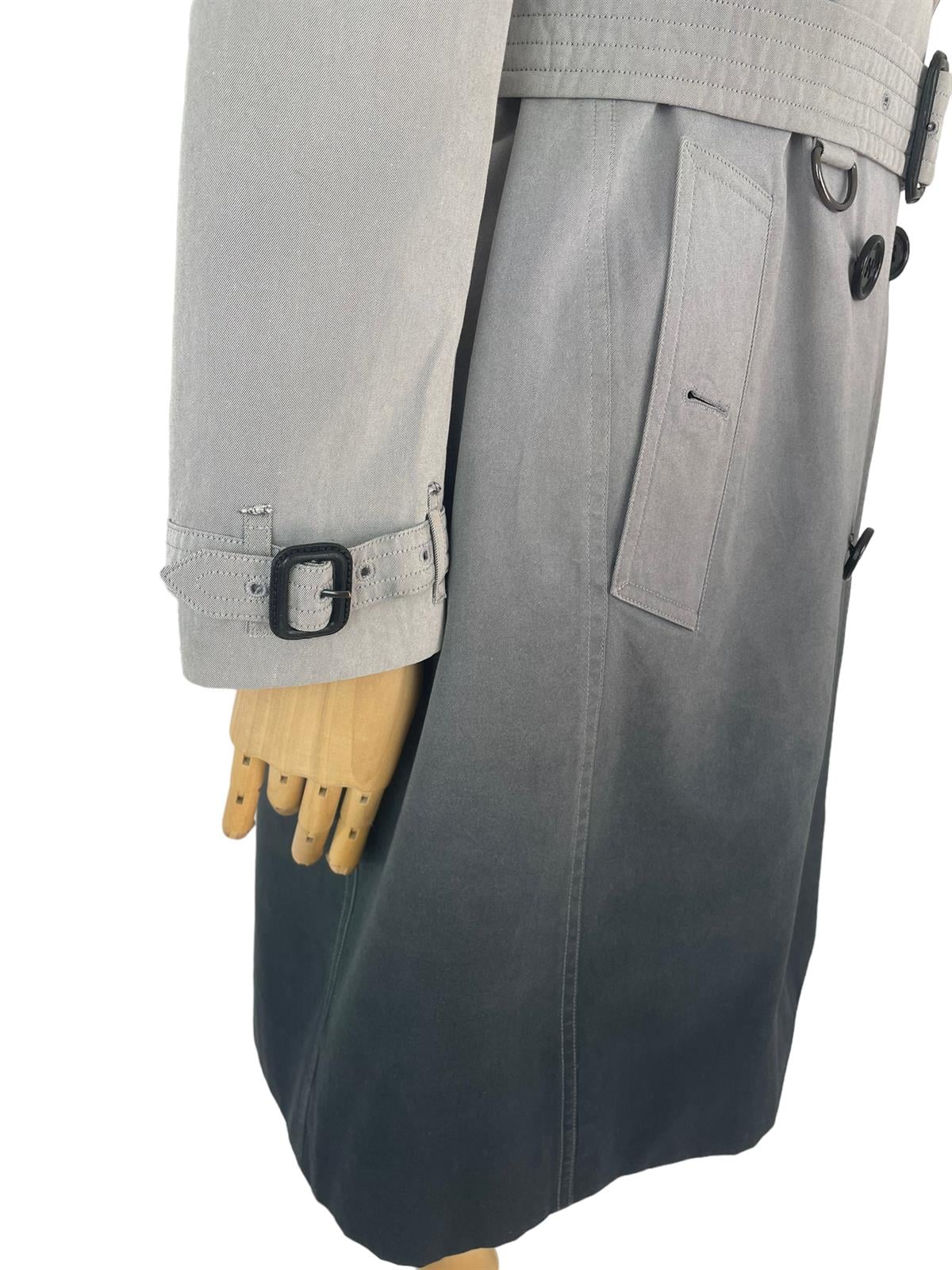 BURBERRY GRAY DOUBLE BREASTED TRENCH COAT