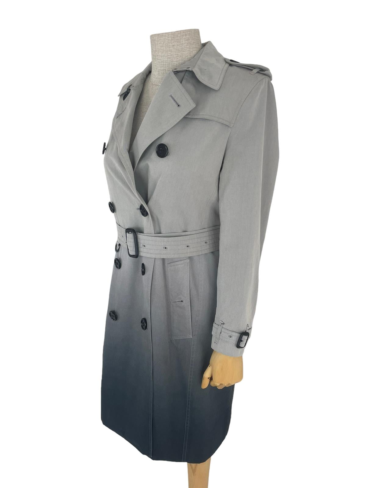 BURBERRY GRAY DOUBLE BREASTED TRENCH COAT