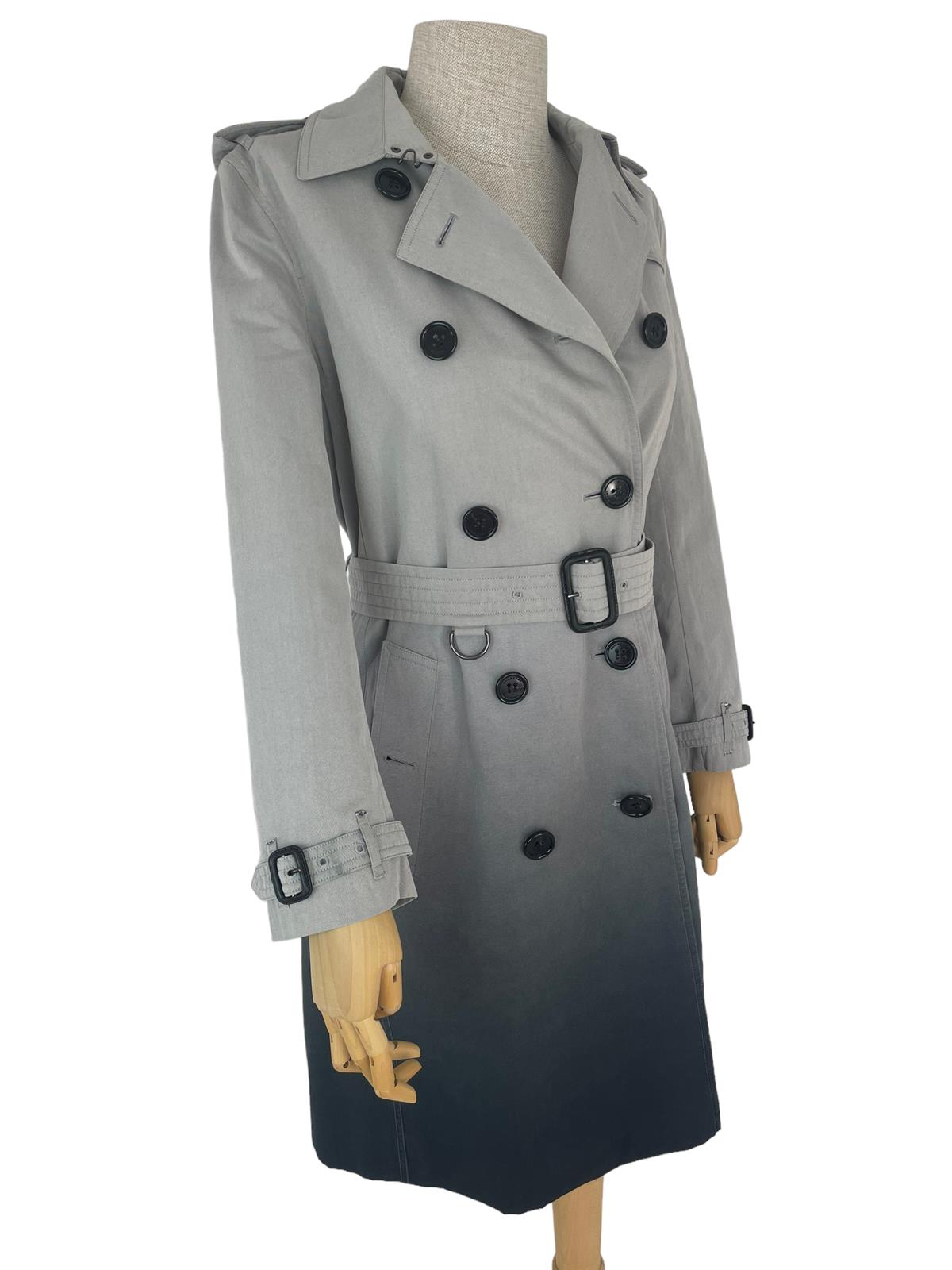 BURBERRY GRAY DOUBLE BREASTED TRENCH COAT