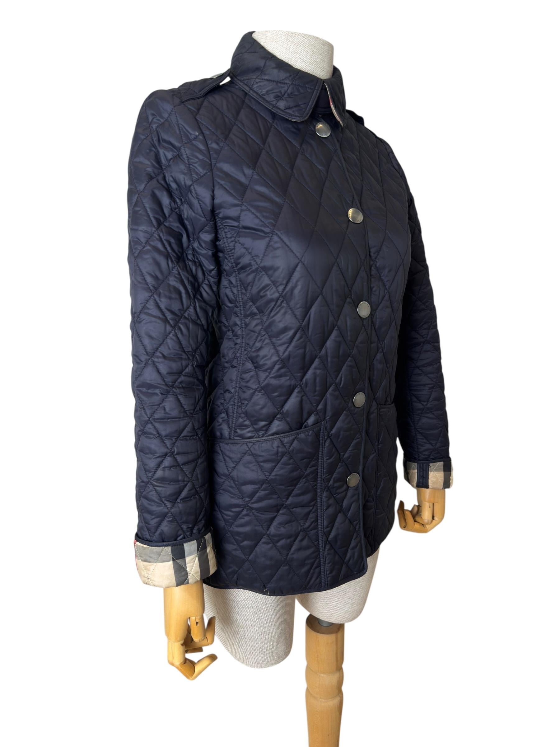 BURBERRY QUILTED NAVY BRITT JACKET