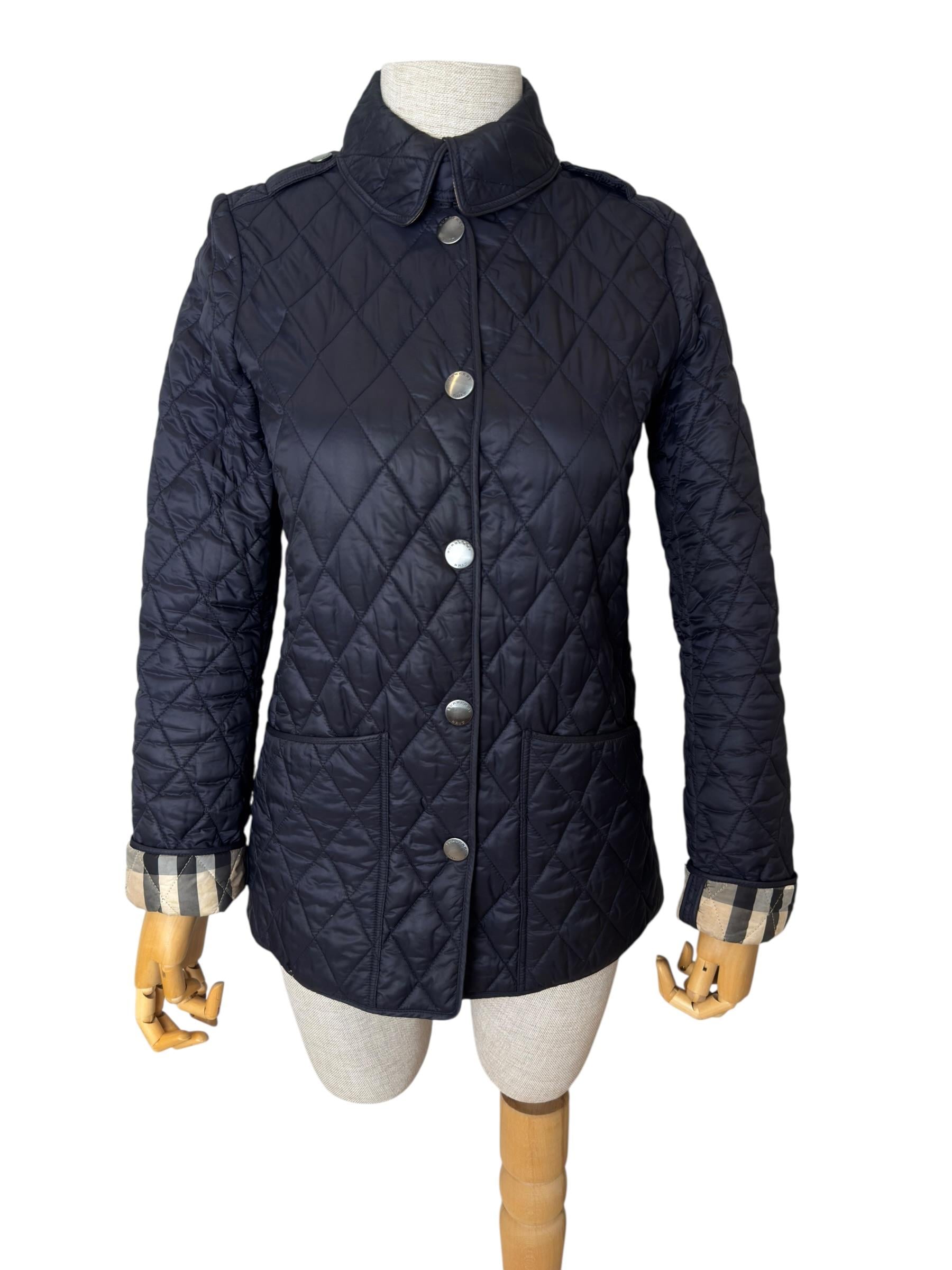 BURBERRY QUILTED NAVY BRITT JACKET