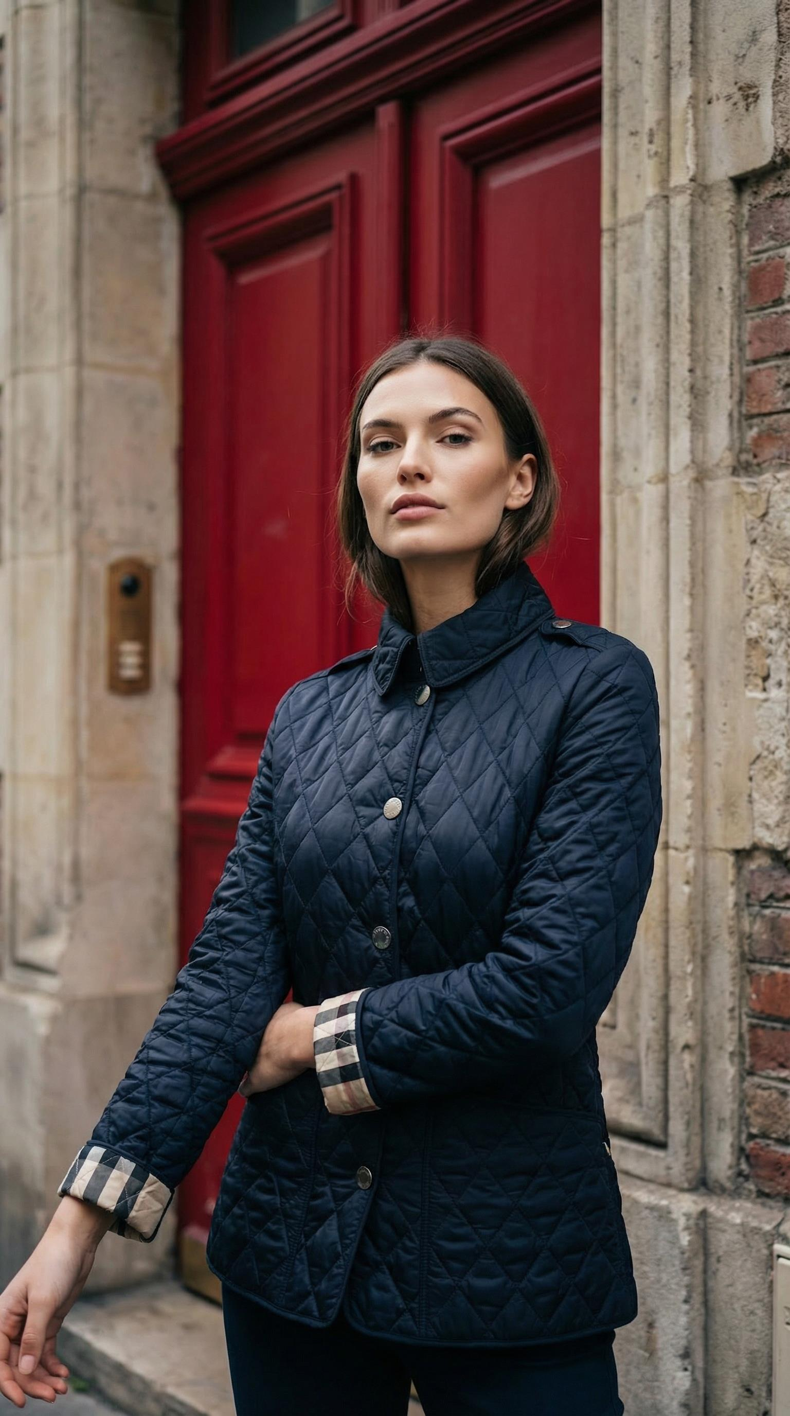 BURBERRY QUILTED NAVY BRITT JACKET