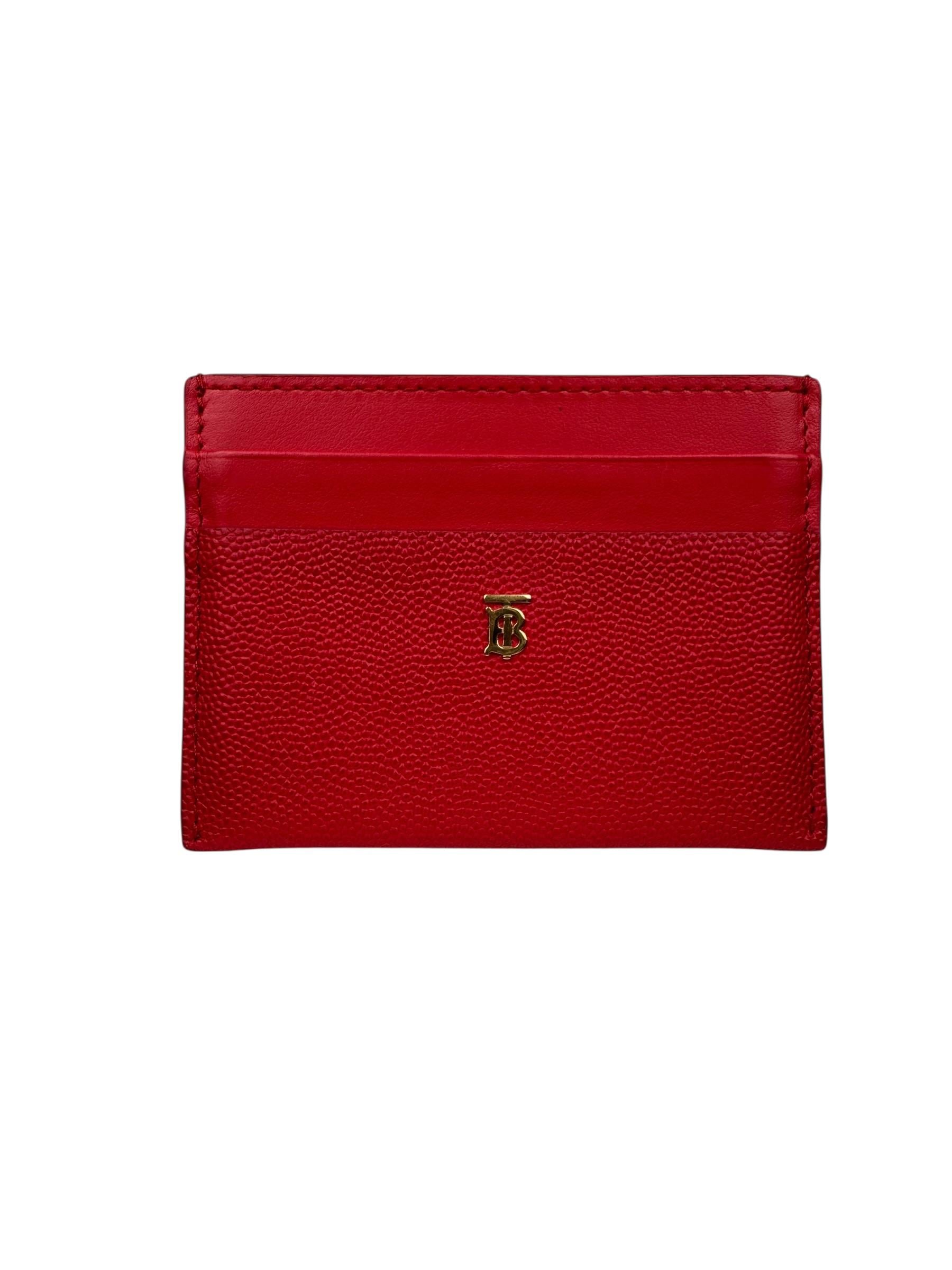 BURBERRY RED LEATHER CARD HOLDER