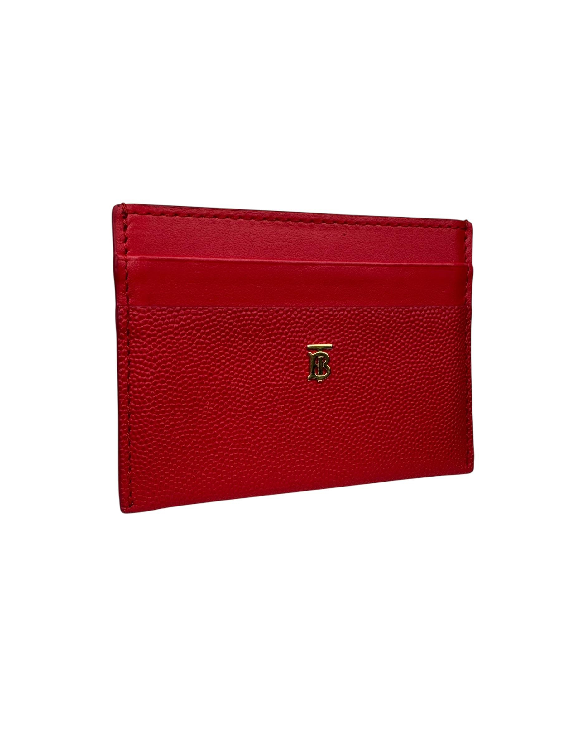 BURBERRY RED LEATHER CARD HOLDER
