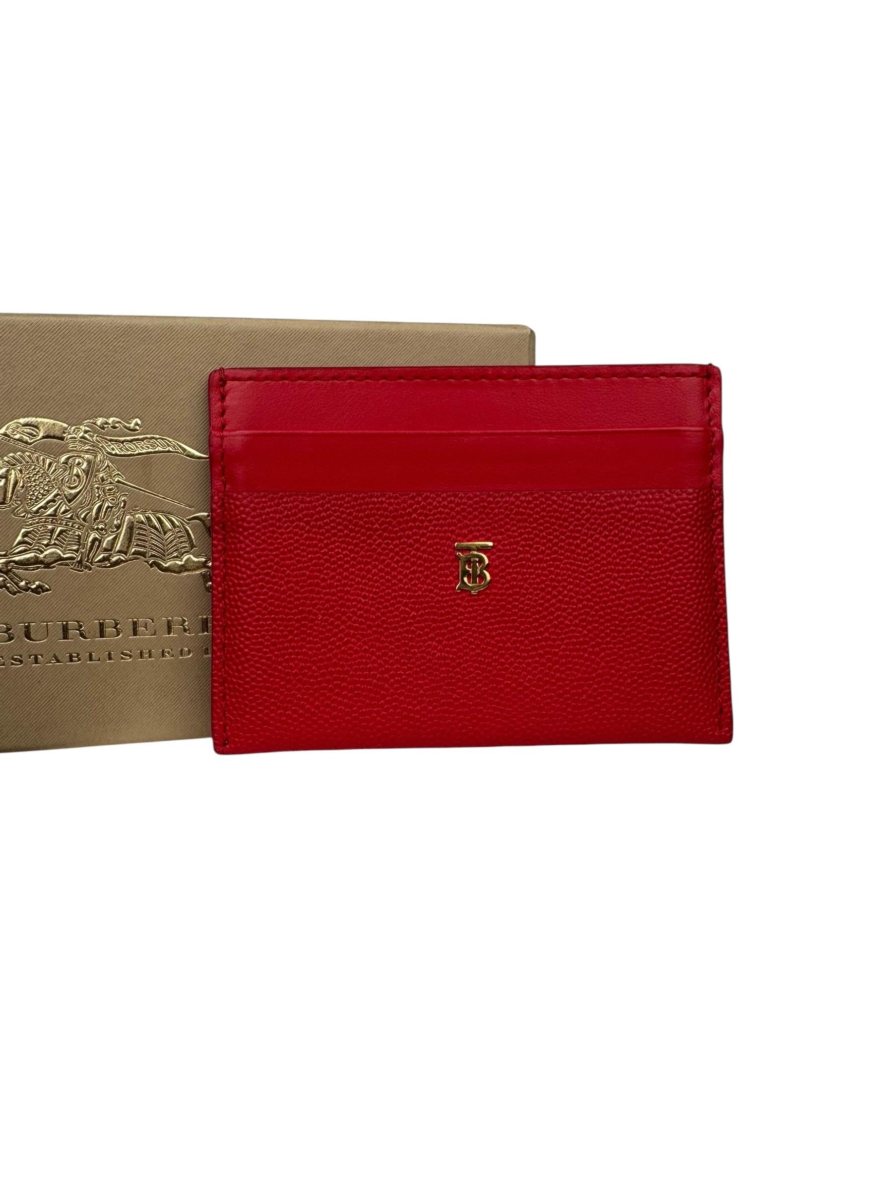 BURBERRY RED LEATHER CARD HOLDER