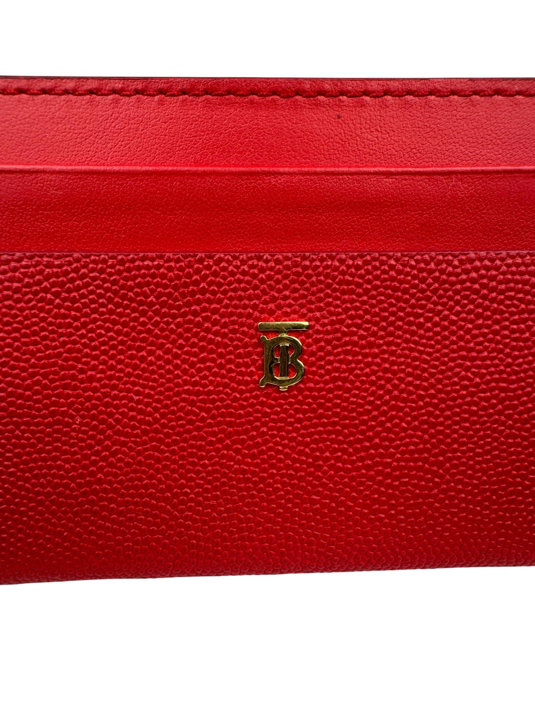 BURBERRY RED LEATHER CARD HOLDER