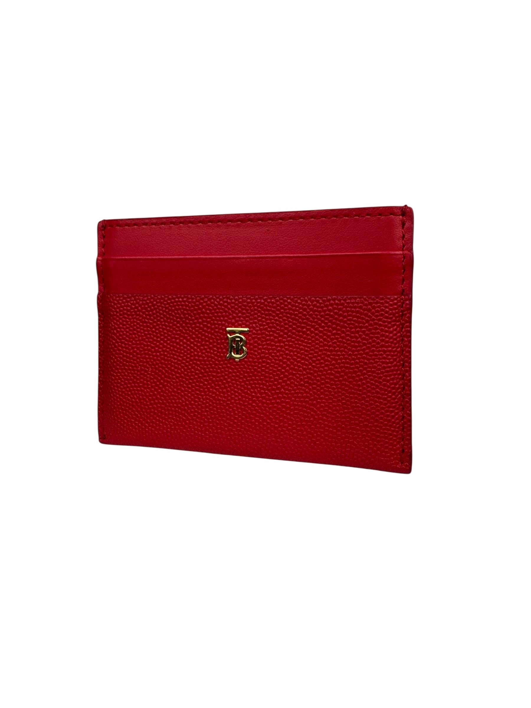 BURBERRY RED LEATHER CARD HOLDER