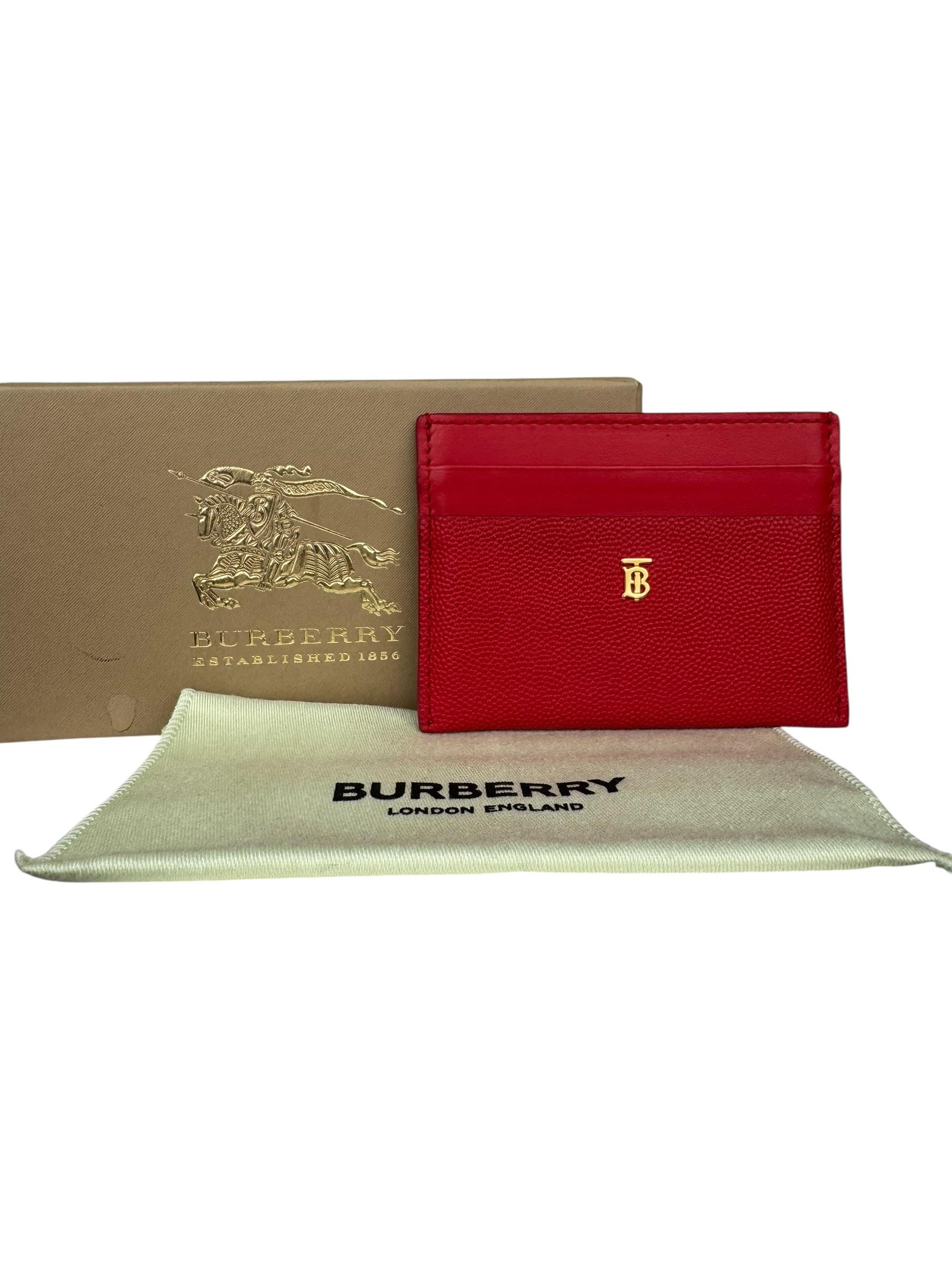BURBERRY RED LEATHER CARD HOLDER