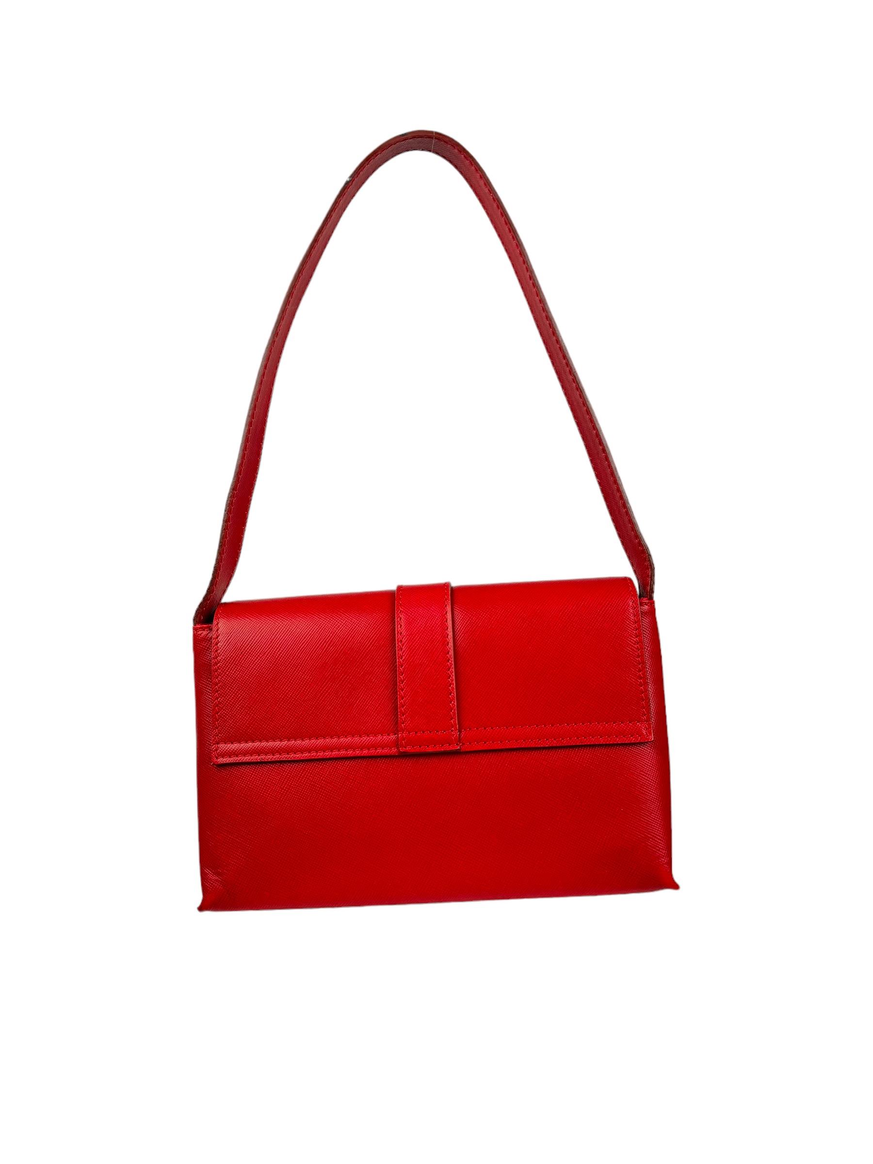 BURBERRY RED LEATHER SHOULDER BAG