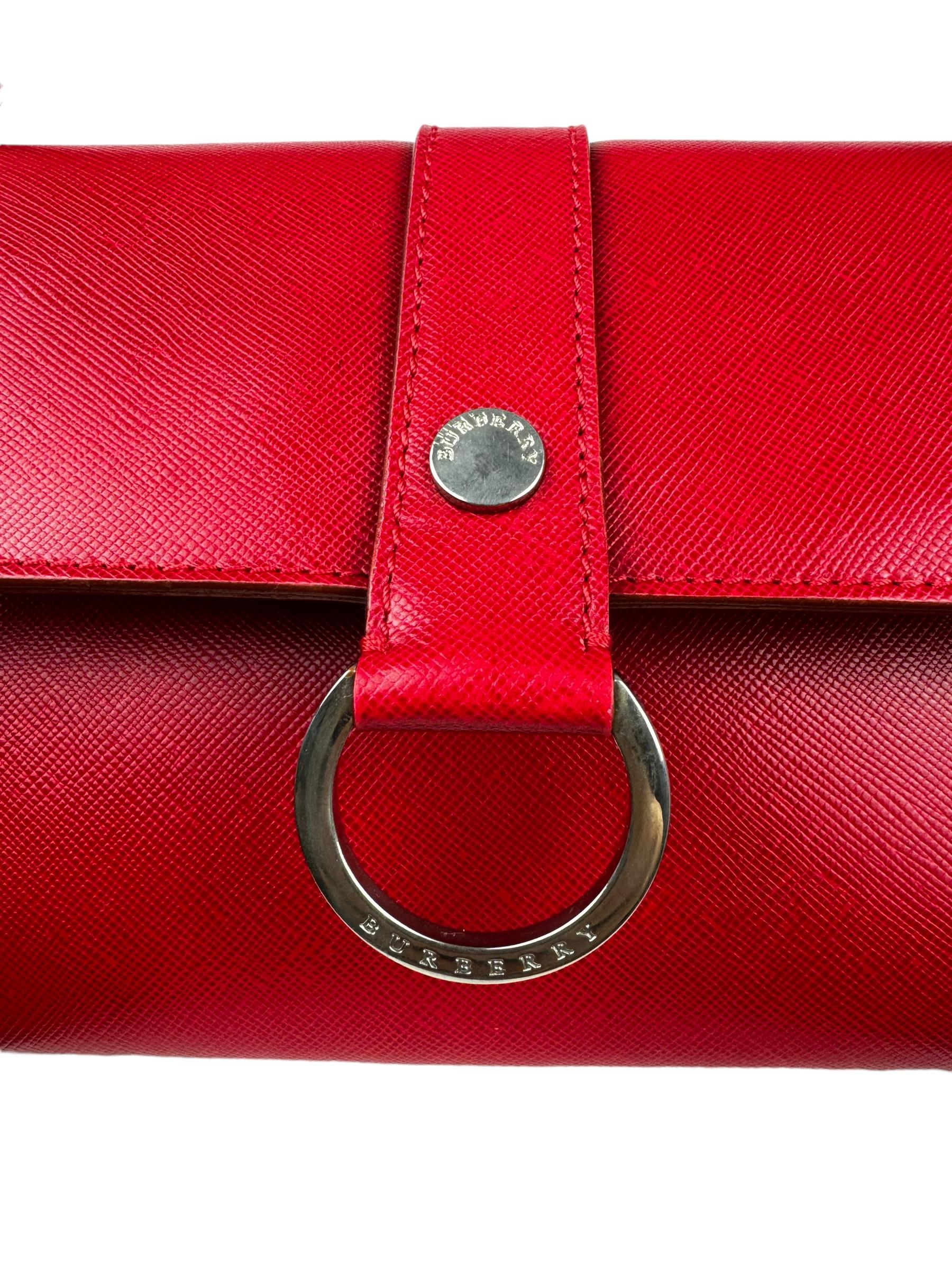BURBERRY RED LEATHER SHOULDER BAG