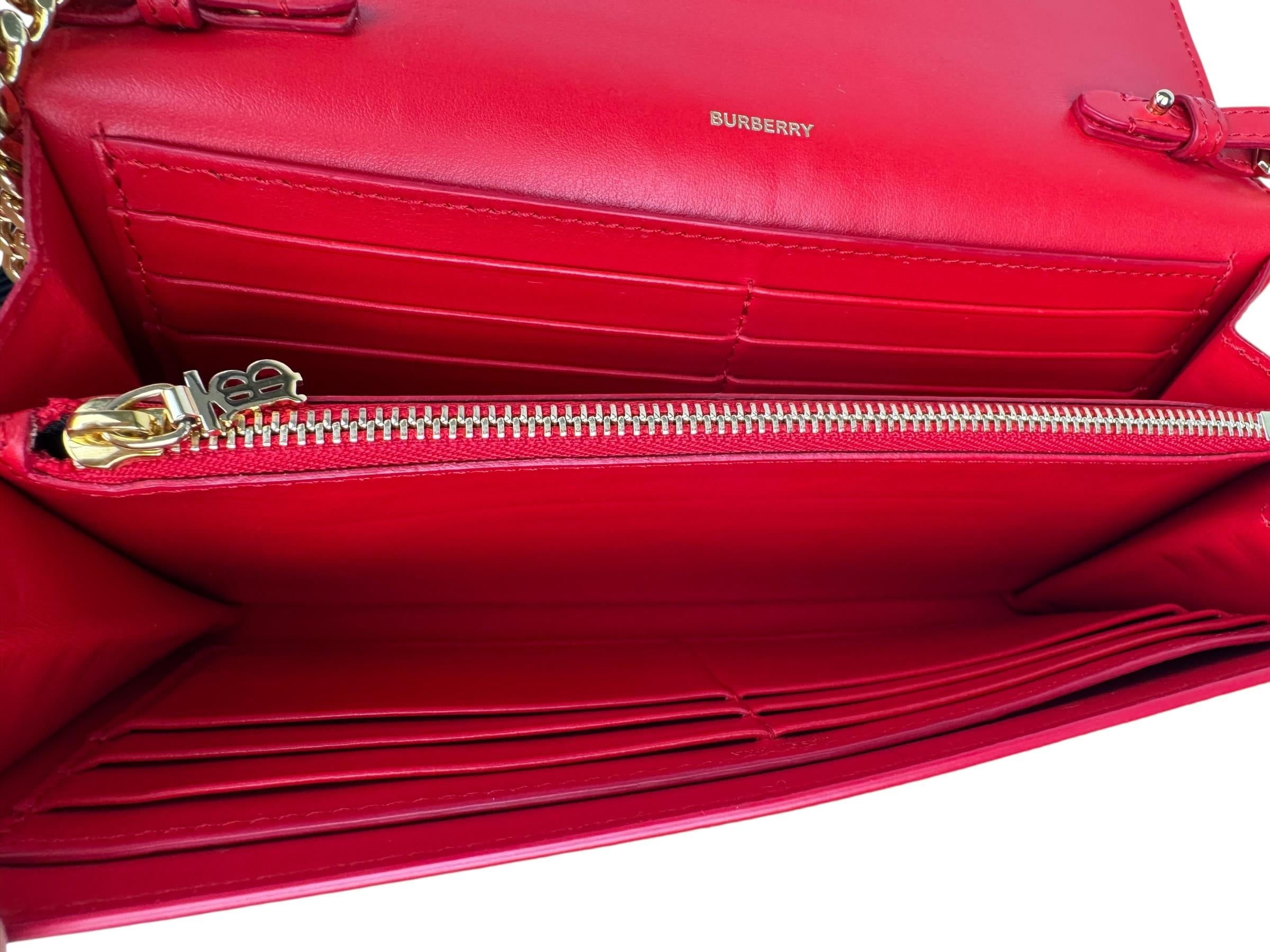 BURBERRY RED TB LOGO WALLET ON CHAIN
