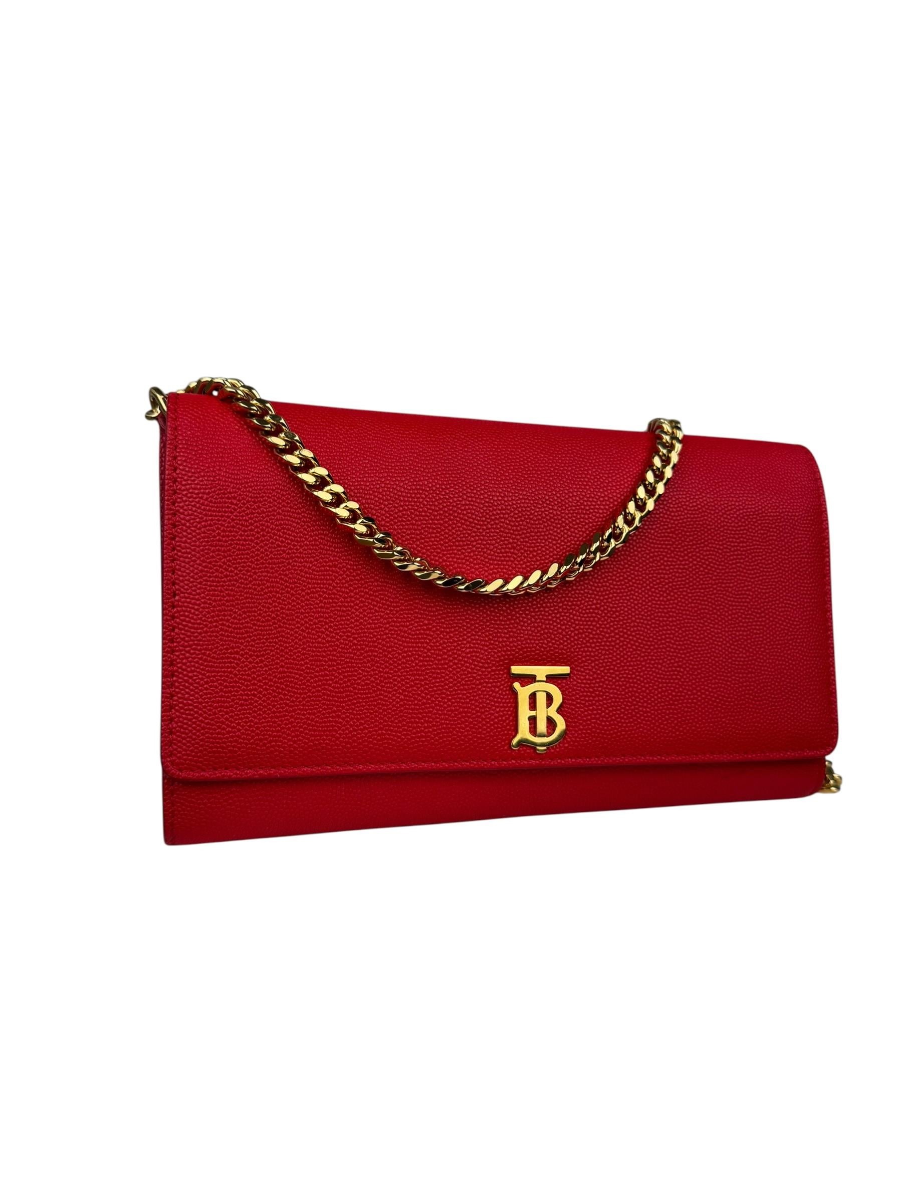 BURBERRY RED TB LOGO WALLET ON CHAIN