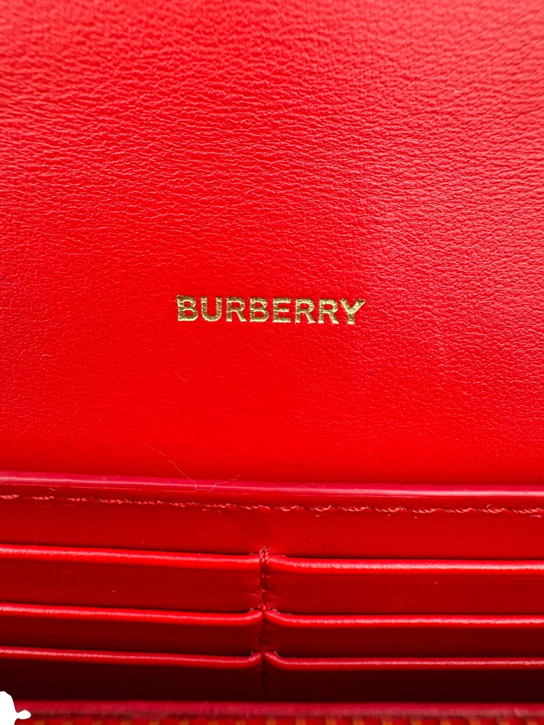 BURBERRY RED TB LOGO WALLET ON CHAIN