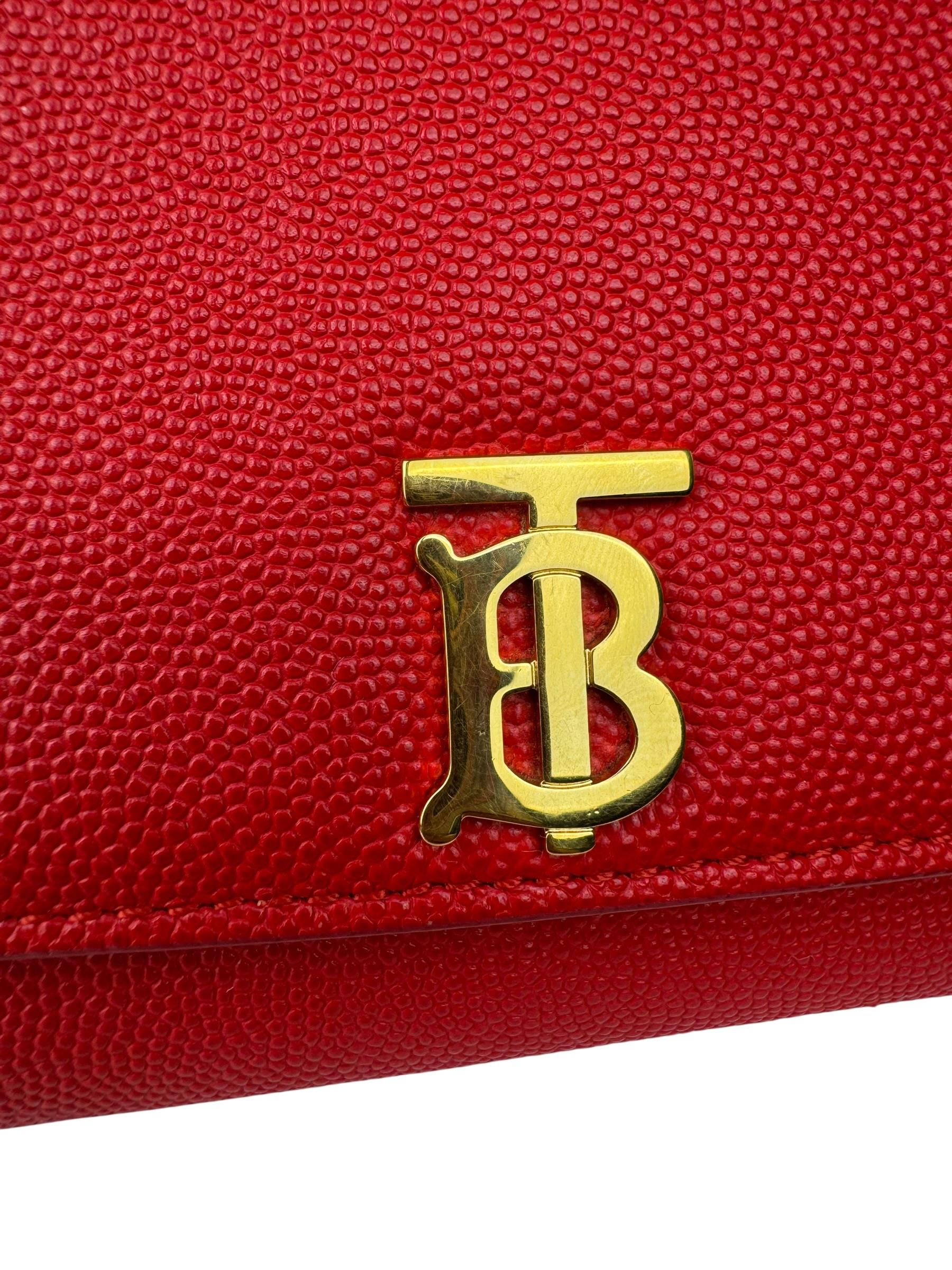 BURBERRY RED TB LOGO WALLET ON CHAIN