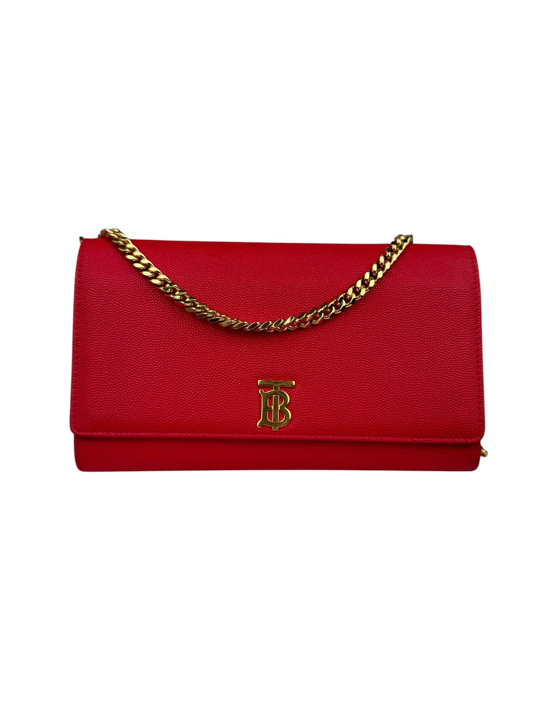 BURBERRY RED TB LOGO WALLET ON CHAIN