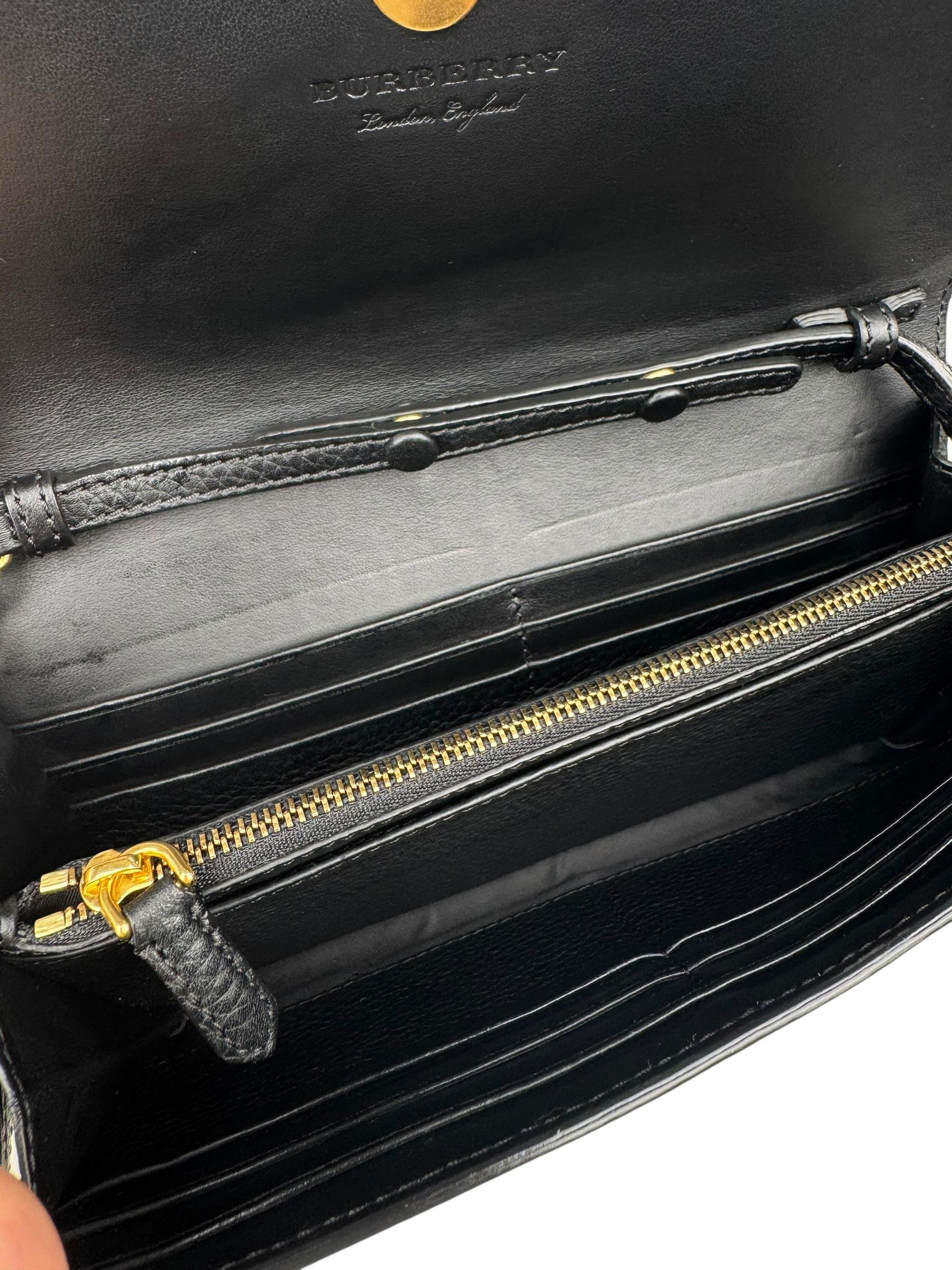 BURBERY BLACK LEATHER WALLET ON CHAIN BAG
