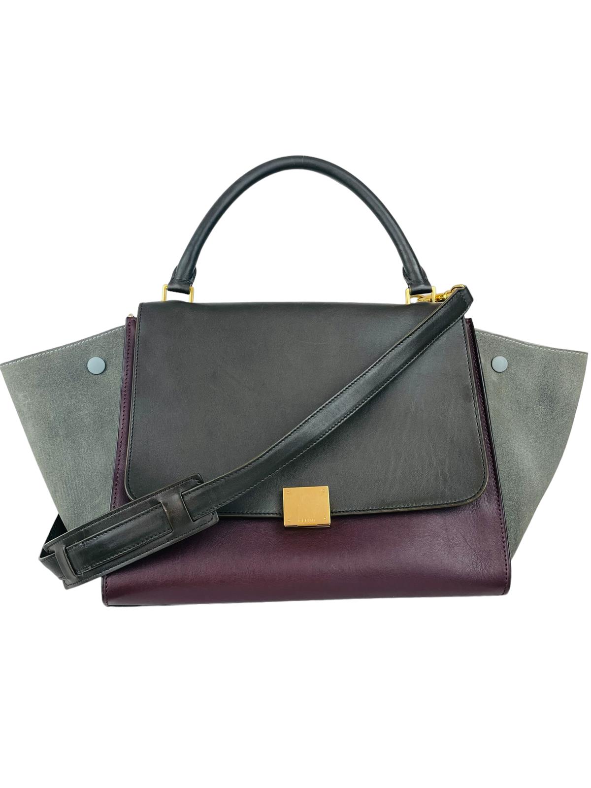 CALFSKIN SUEDE MEDIUM TRAPEZE  BAG