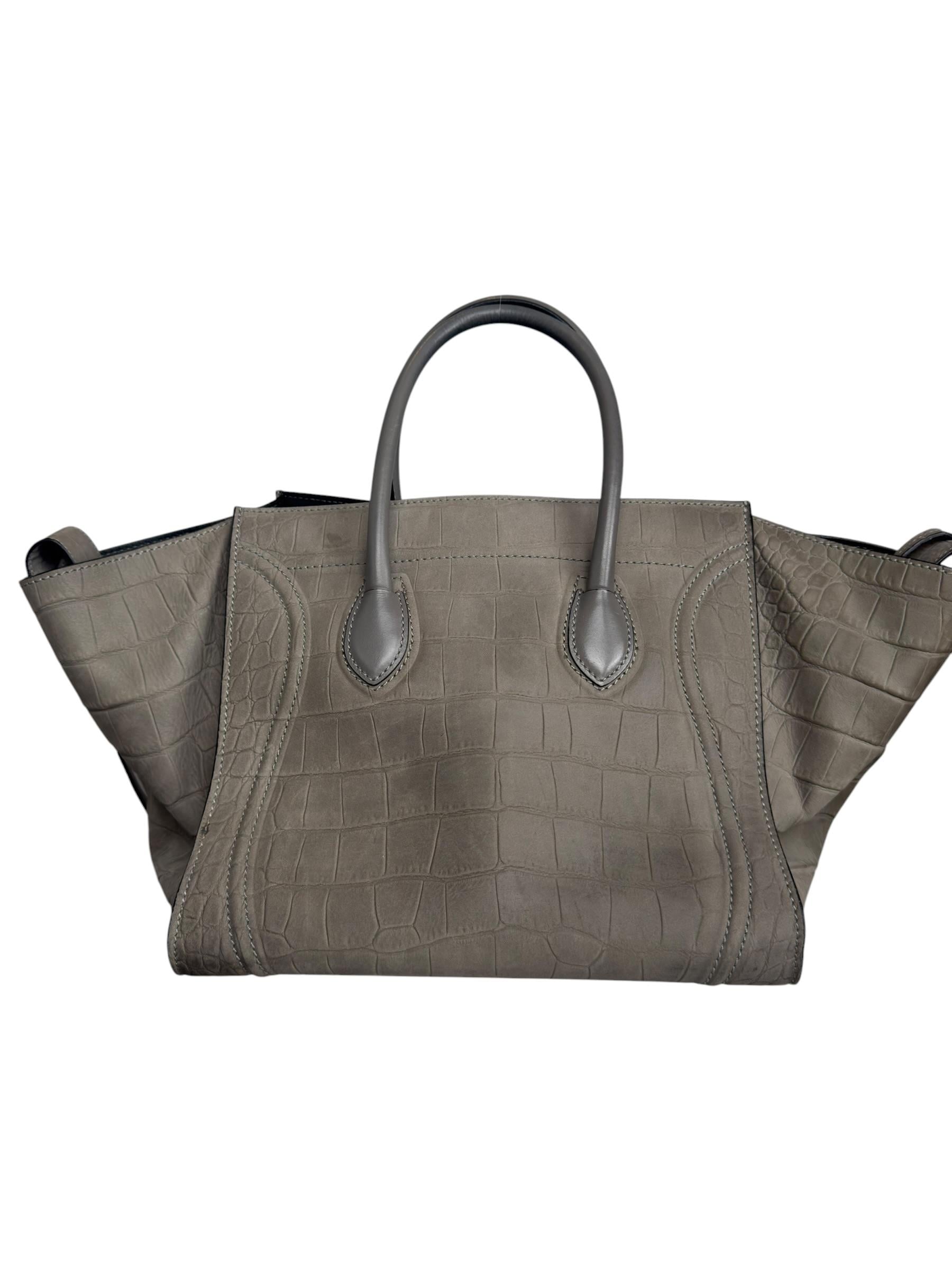 CELINE BEIGE CROCO PHANTOM LUGGAGE BAG