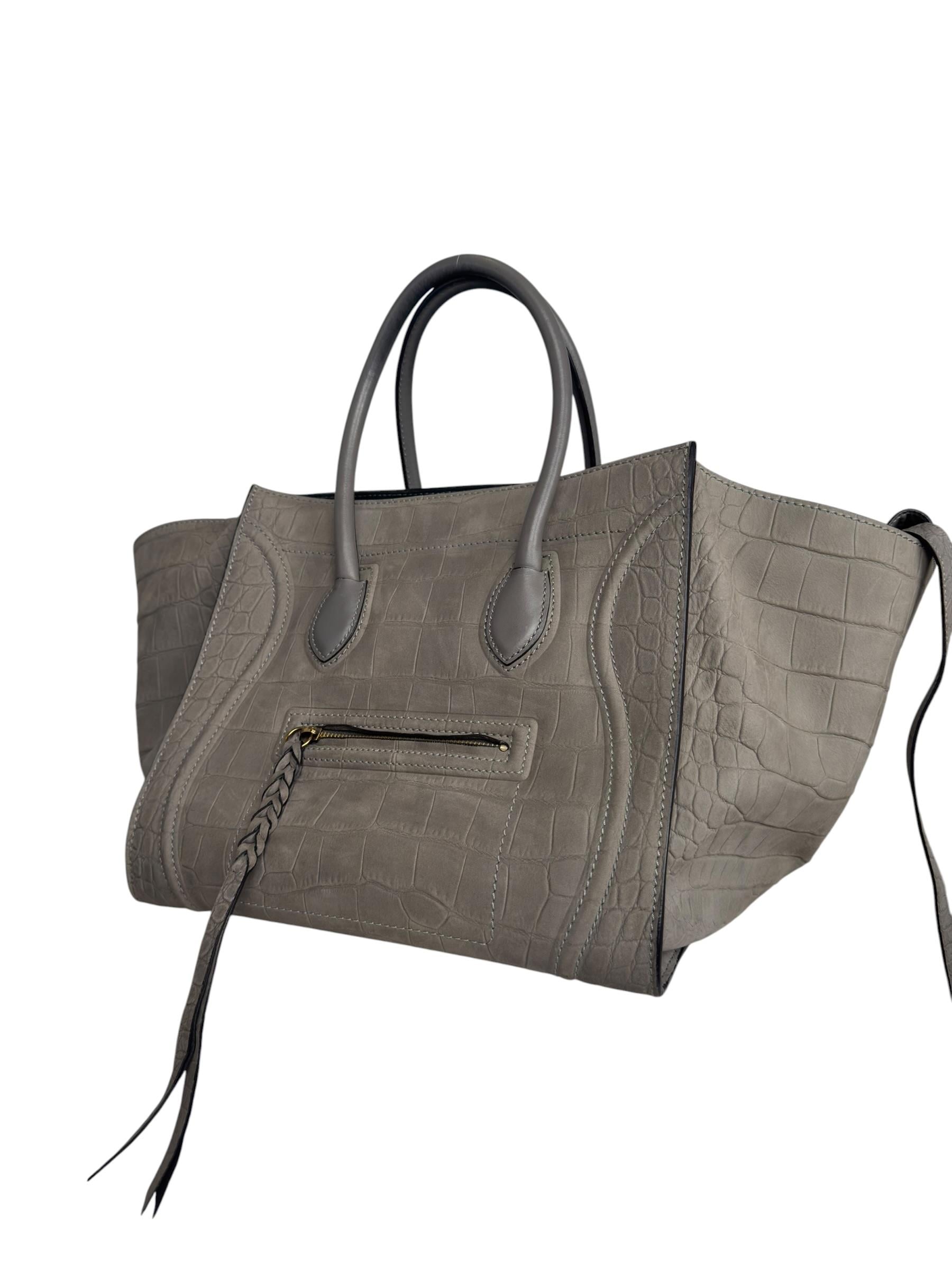 CELINE BEIGE CROCO PHANTOM LUGGAGE BAG