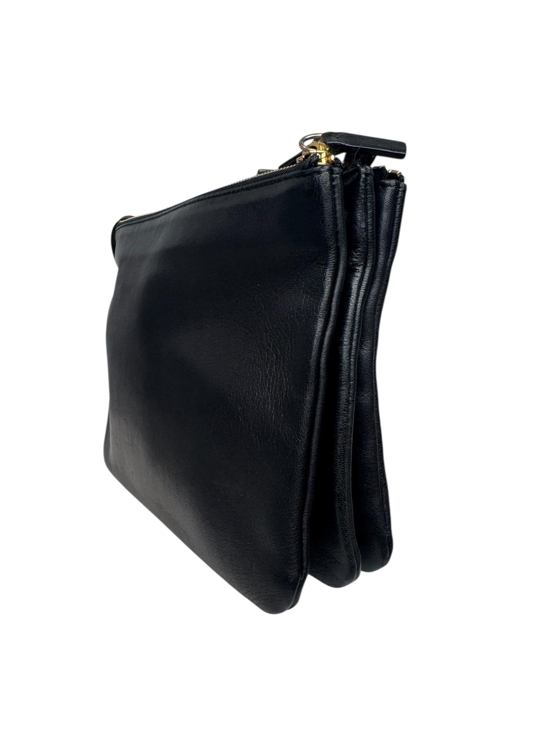 CELINE BLACK LEATHER TRIO BAG