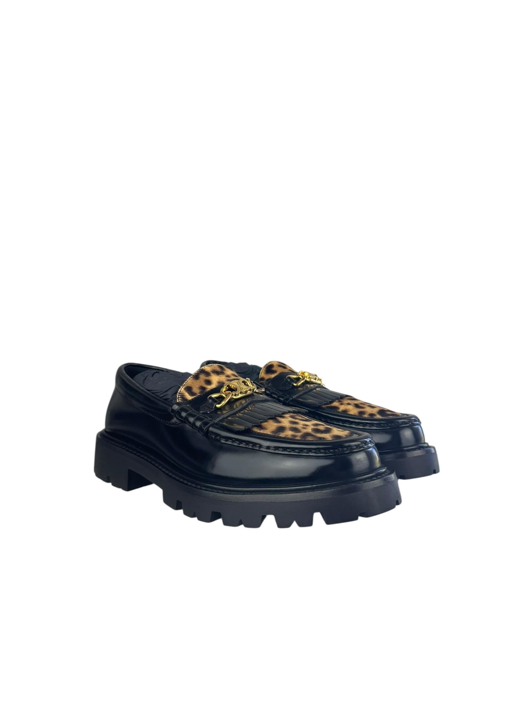 CELINE BLACK LEOPARD LOAFER