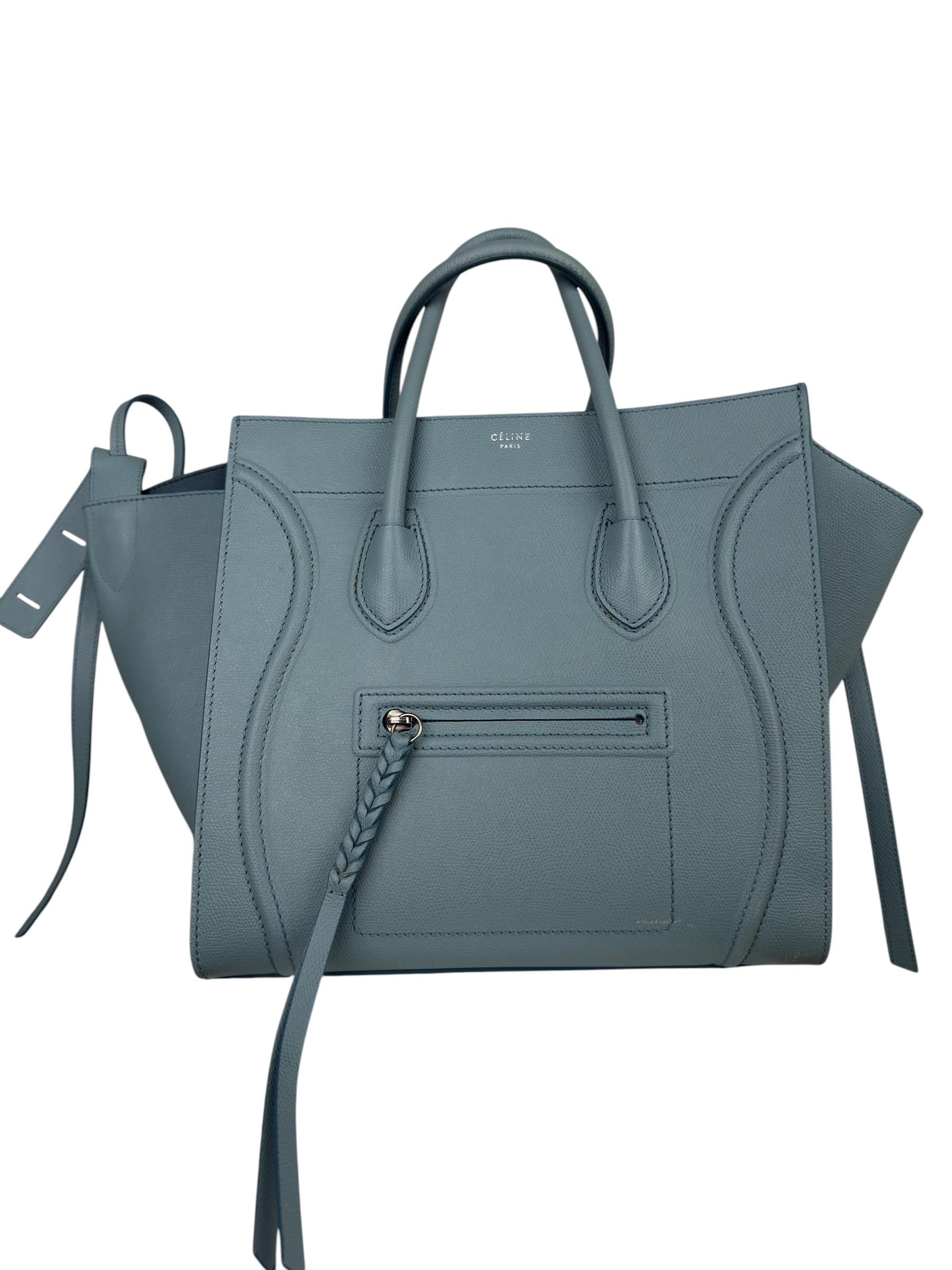 CELINE BLUE CALFSKIN MEDIUM PHANTOM LUGGAGE BAG