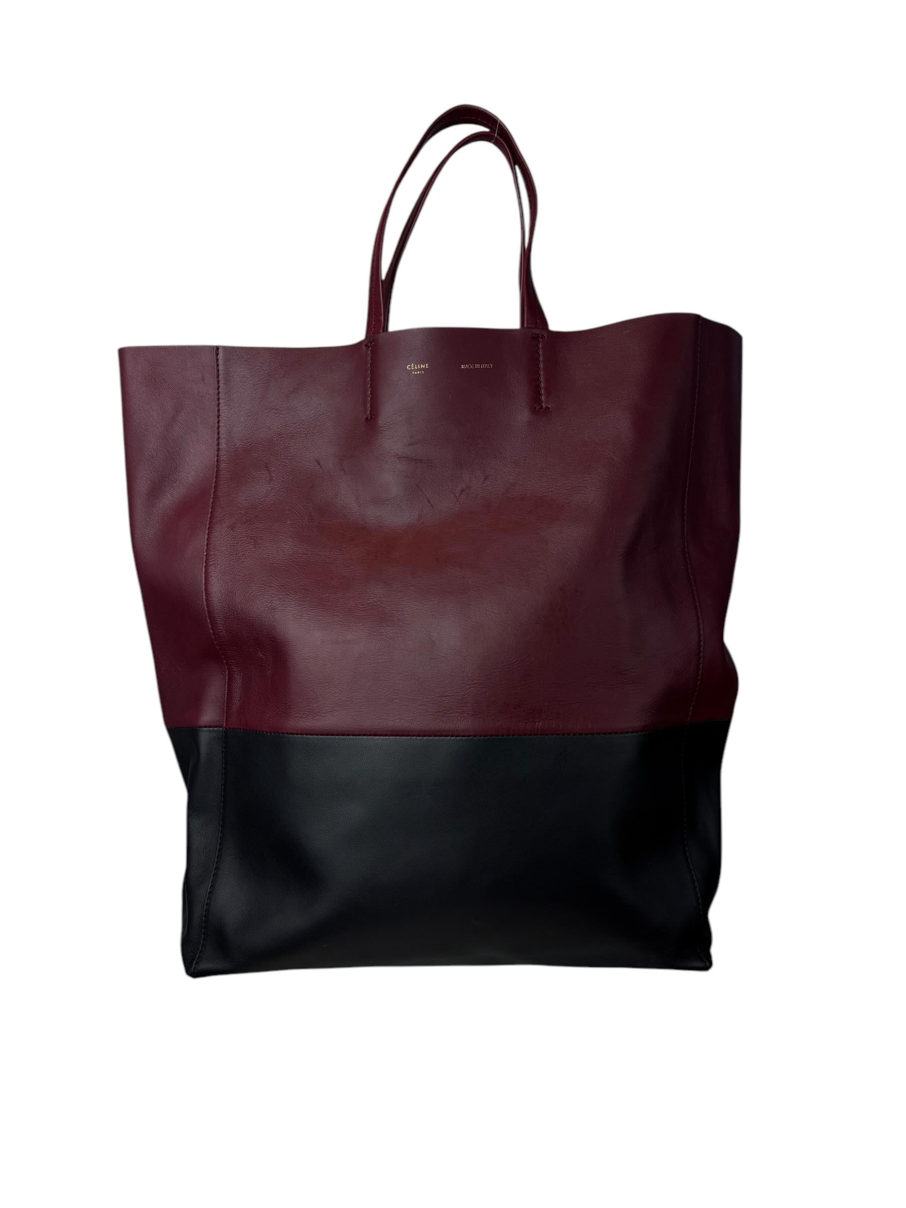 CELINE BURGUNDY CABAS TOTE BAG