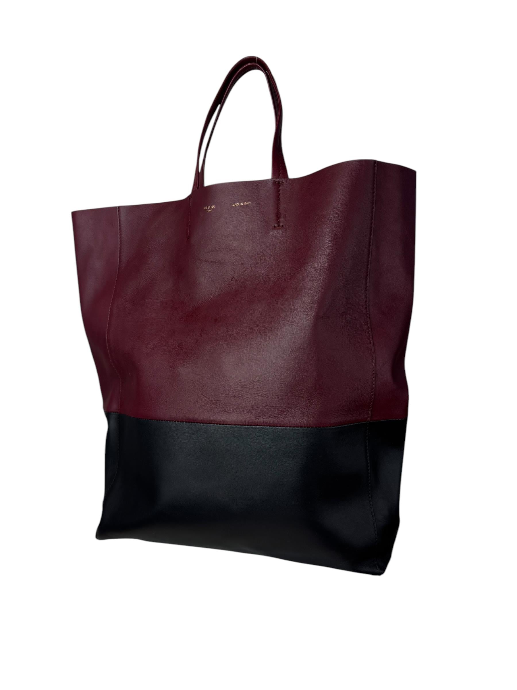 CELINE BURGUNDY CABAS TOTE BAG