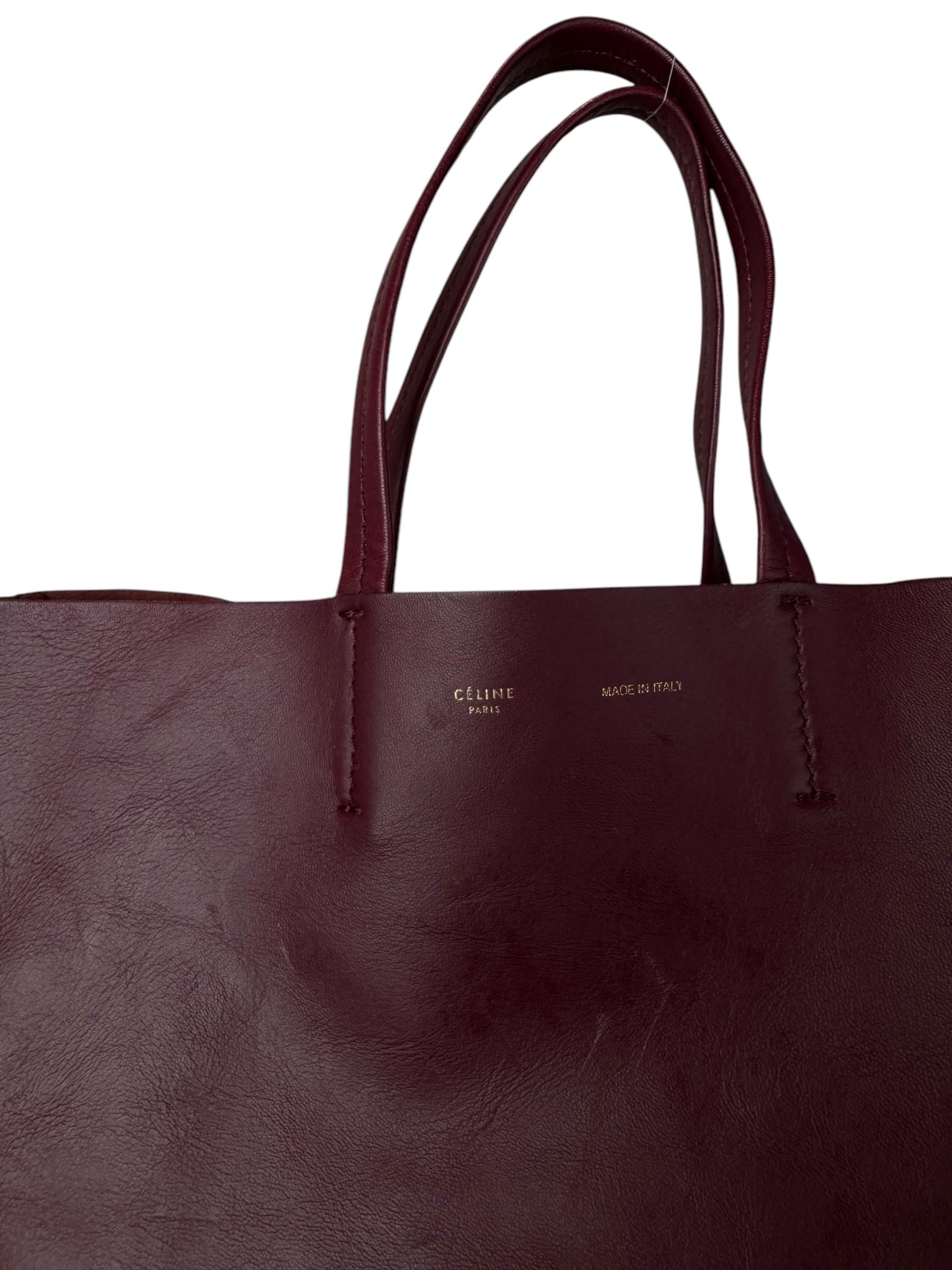 CELINE BURGUNDY CABAS TOTE BAG