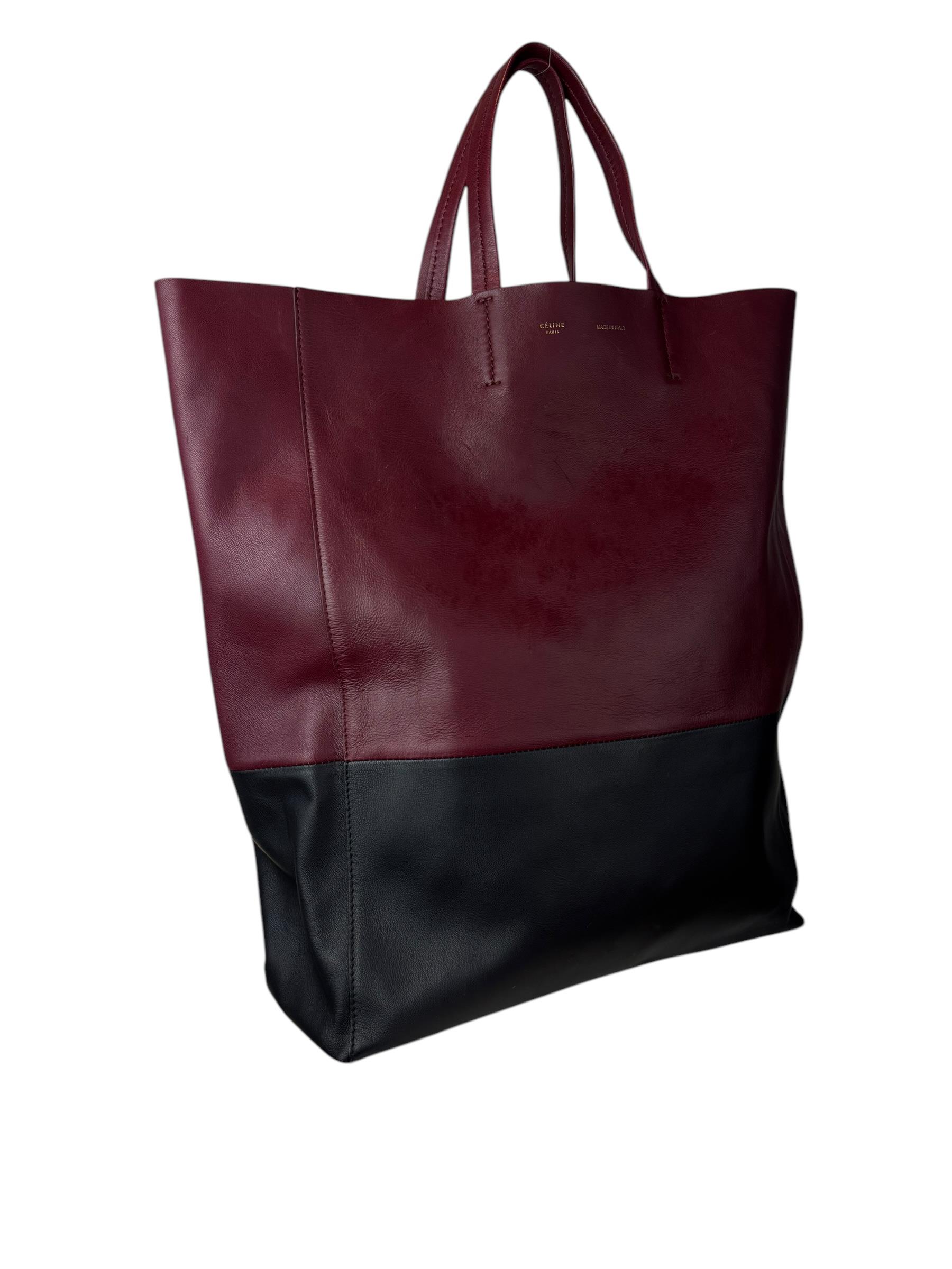 CELINE BURGUNDY CABAS TOTE BAG