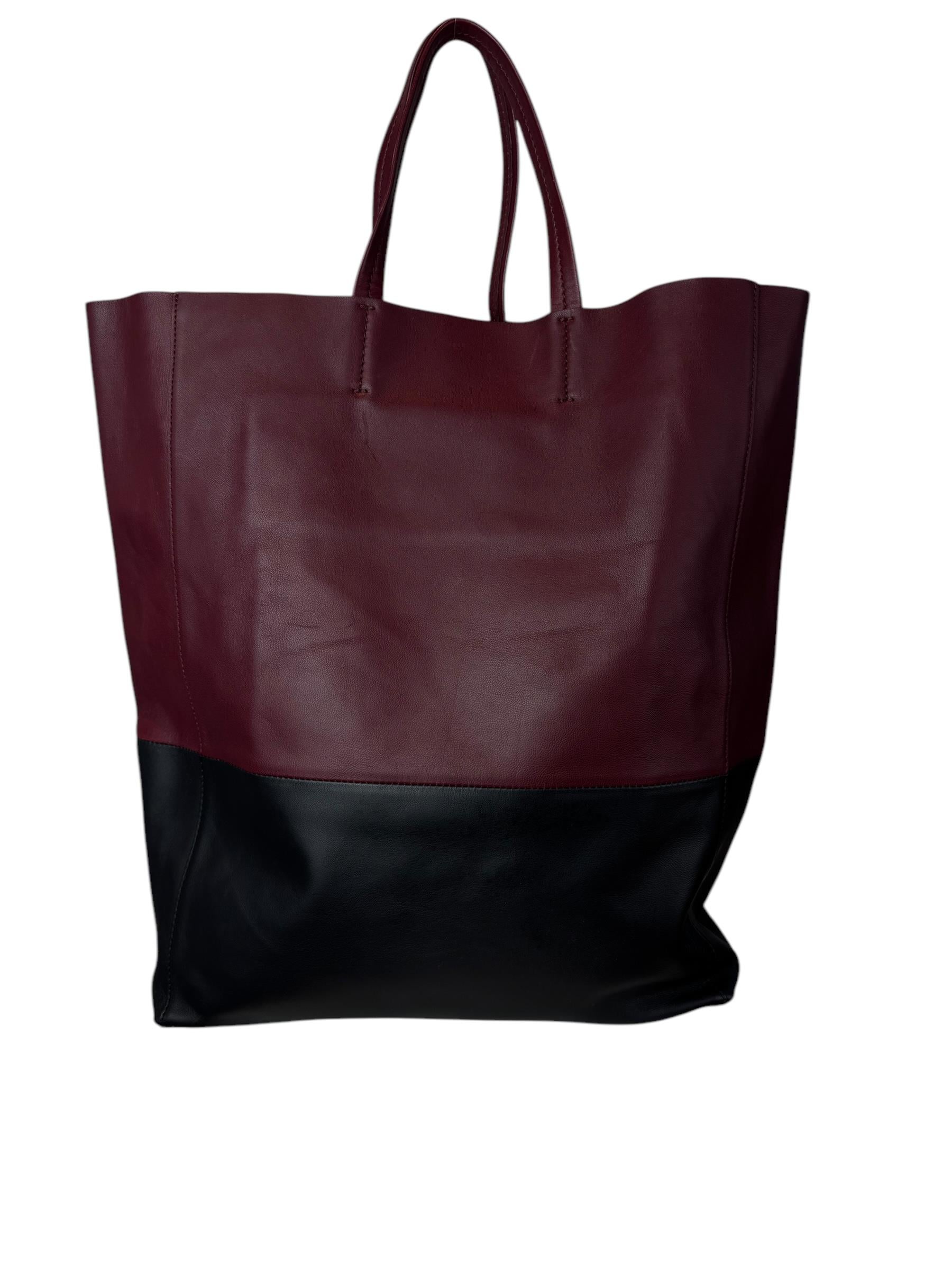 CELINE BURGUNDY CABAS TOTE BAG
