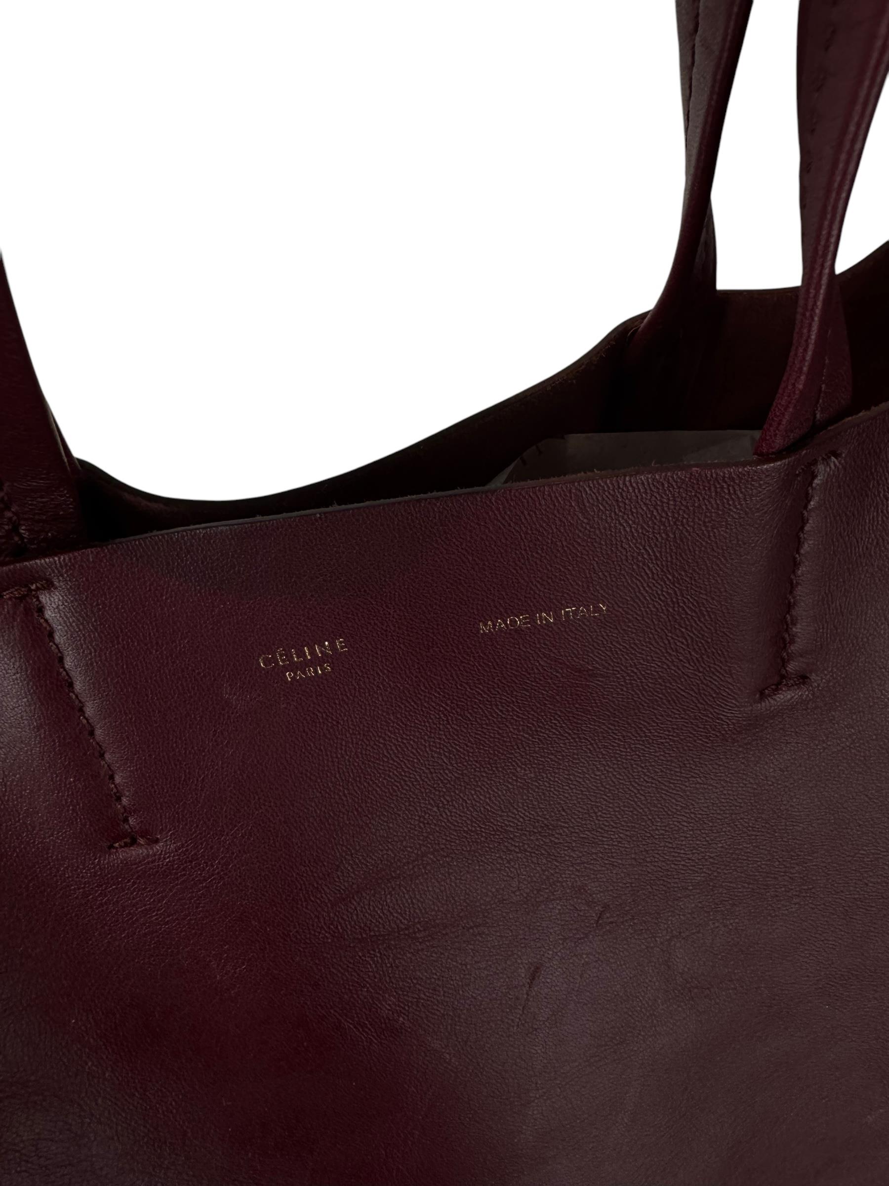 CELINE BURGUNDY CABAS TOTE BAG