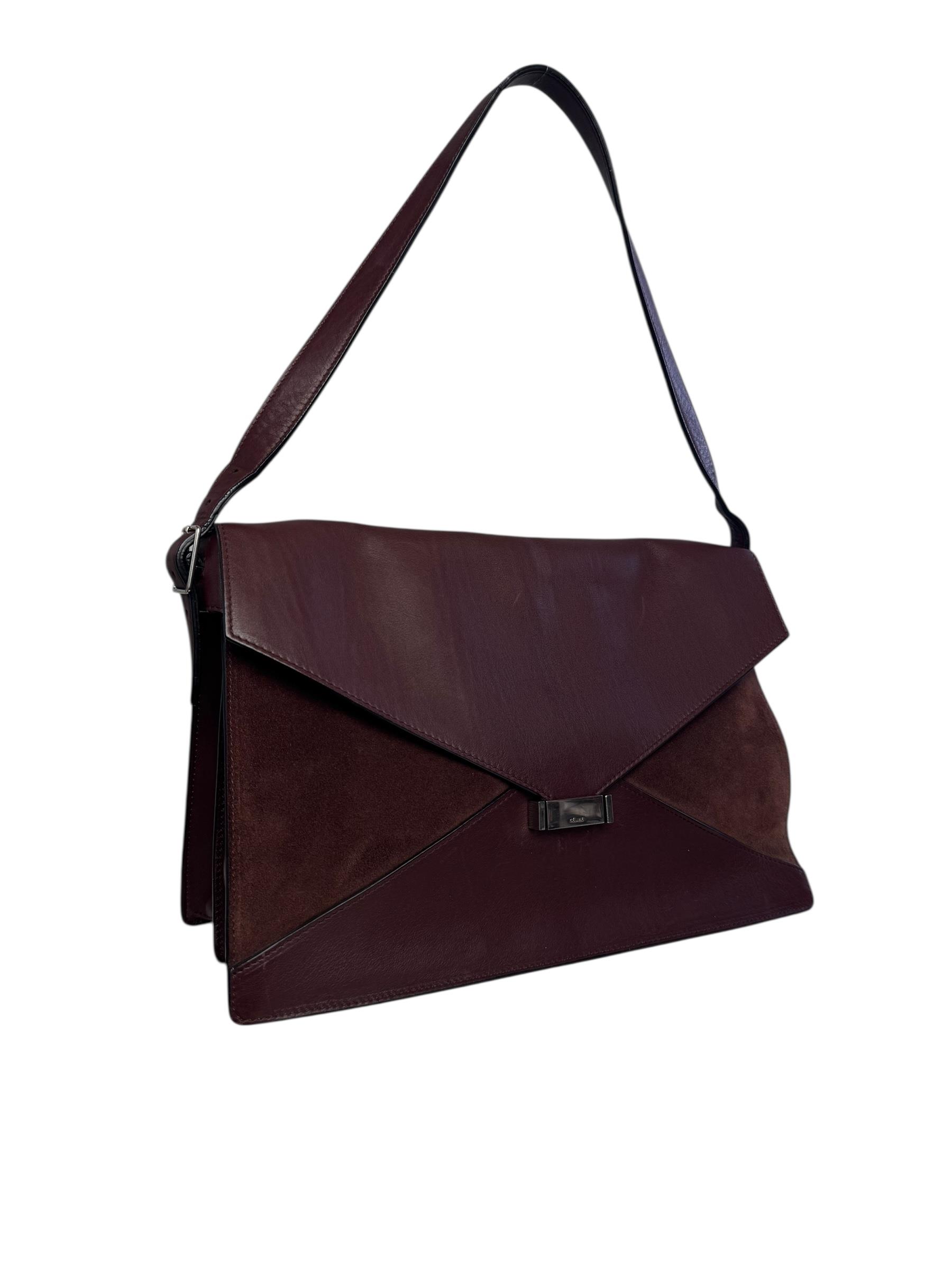 CELINE BURGUNDY DIAMOND SHOULDER BAG