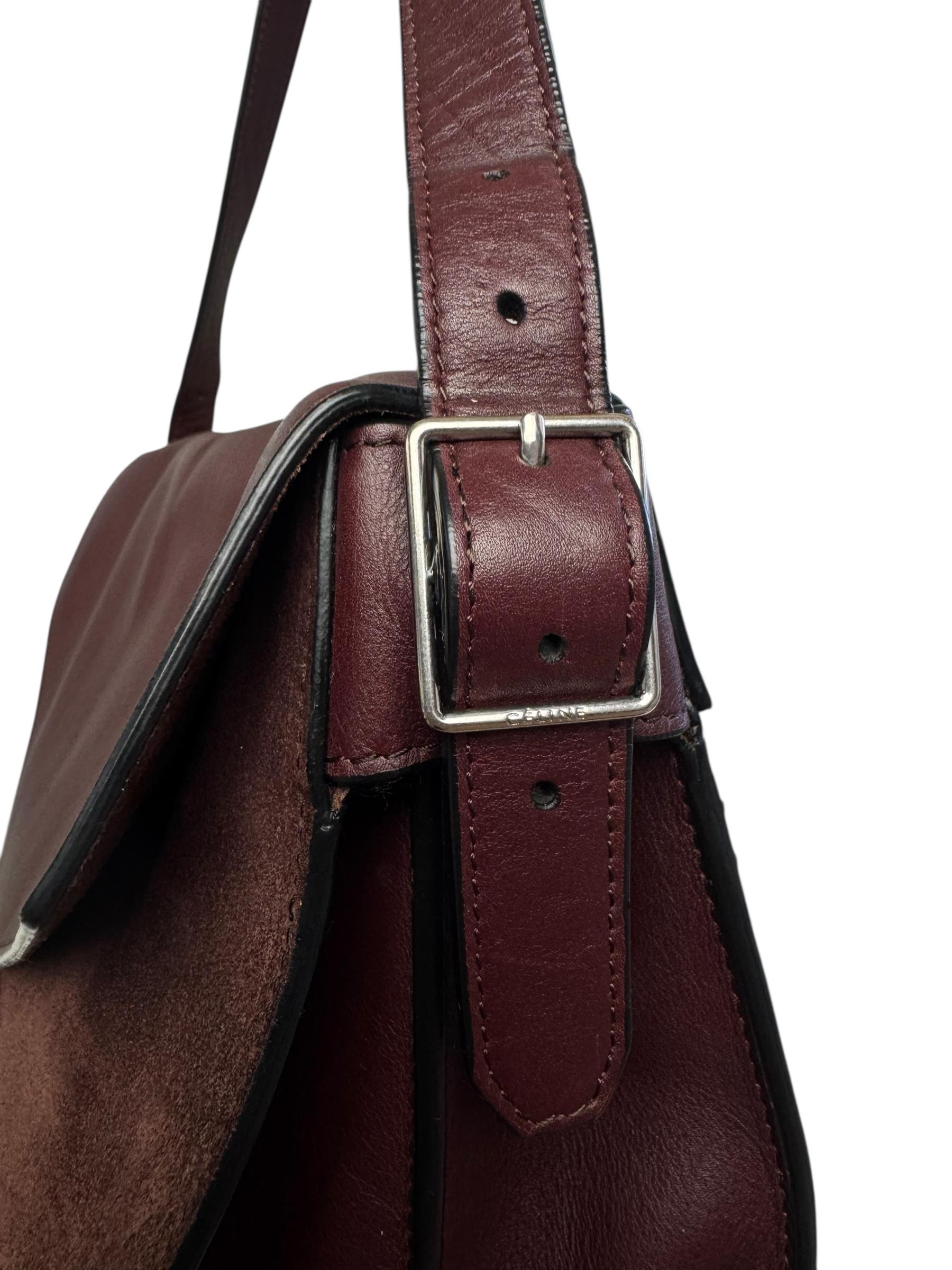 CELINE BURGUNDY DIAMOND SHOULDER BAG