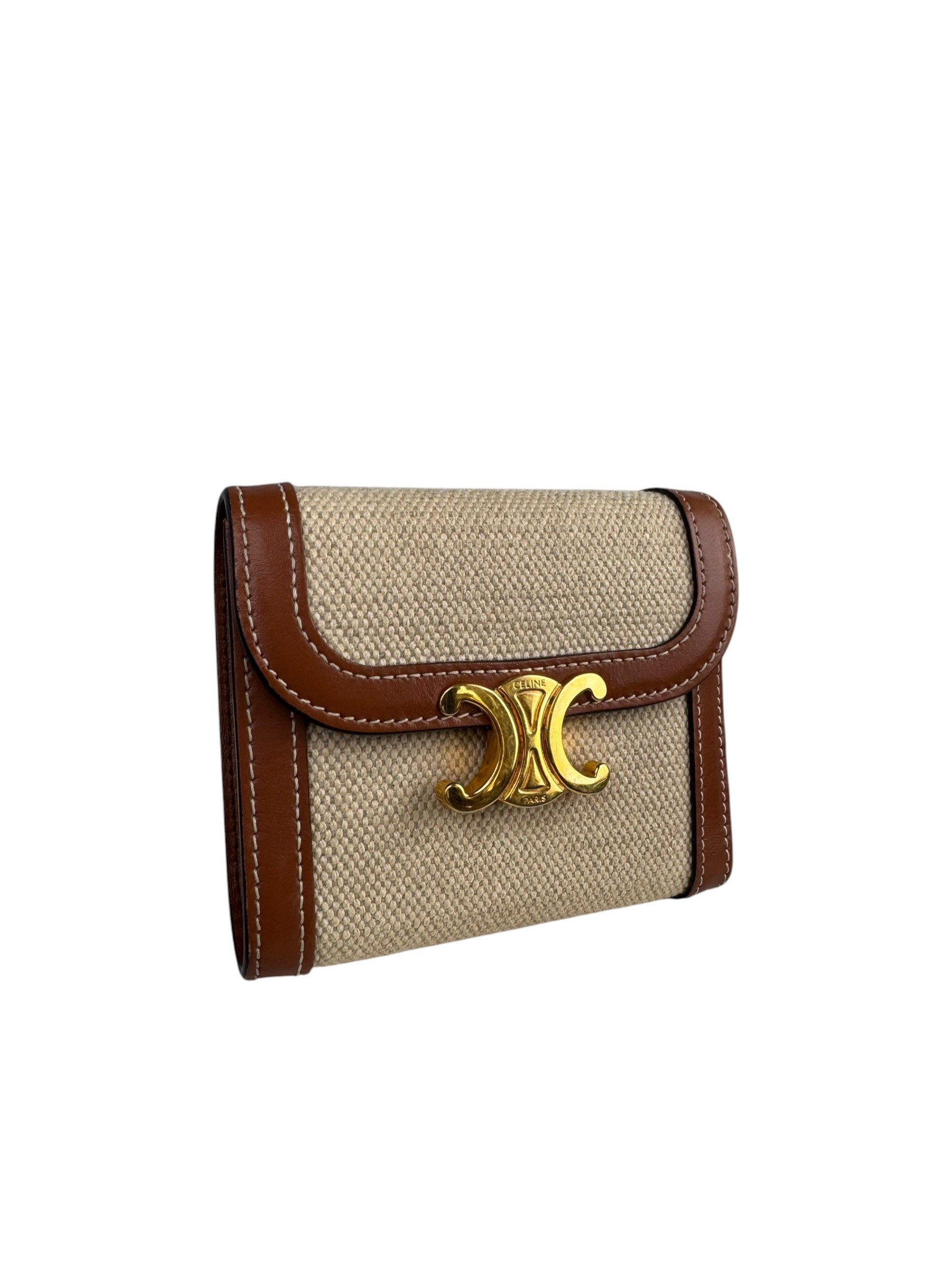 CELINE CANVAS LEAHTER TRIOMPHE WALLET