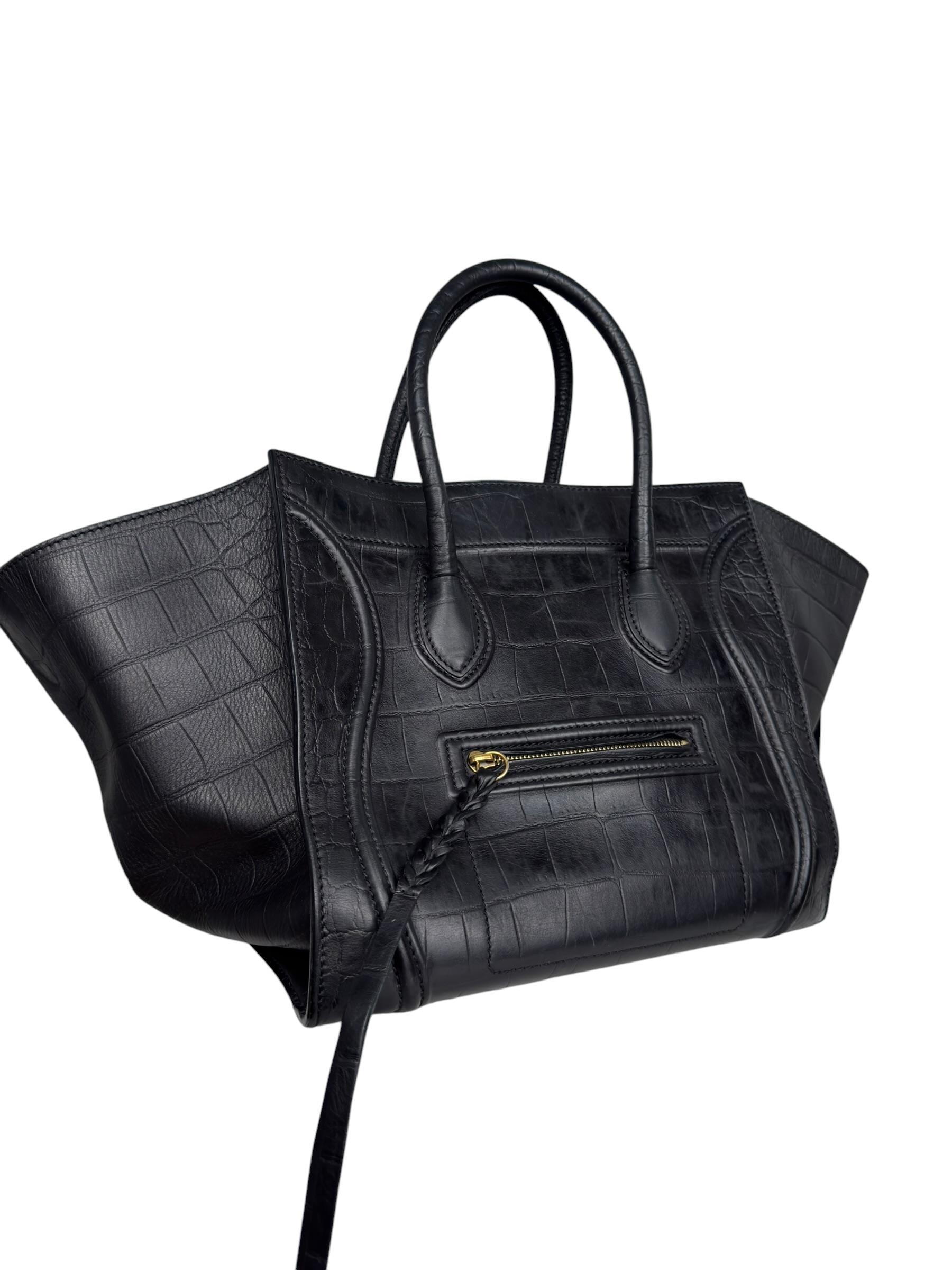 CELINE CROCO EMBELLISHED PHANTOM LUGGAGE BAG