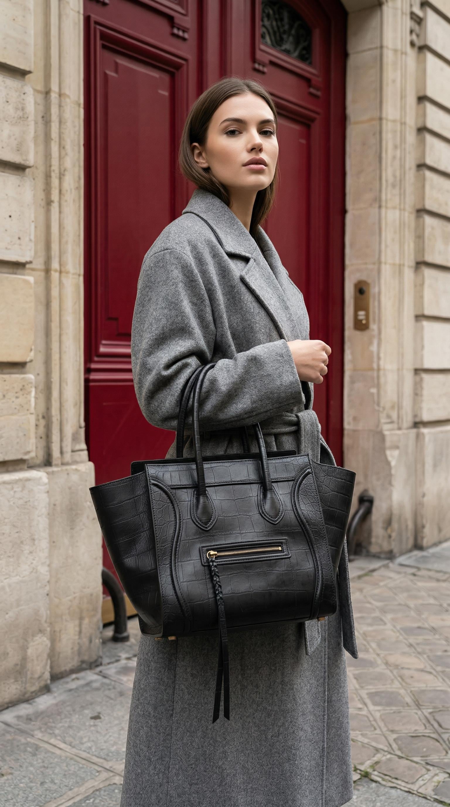 CELINE CROCO EMBELLISHED PHANTOM LUGGAGE BAG