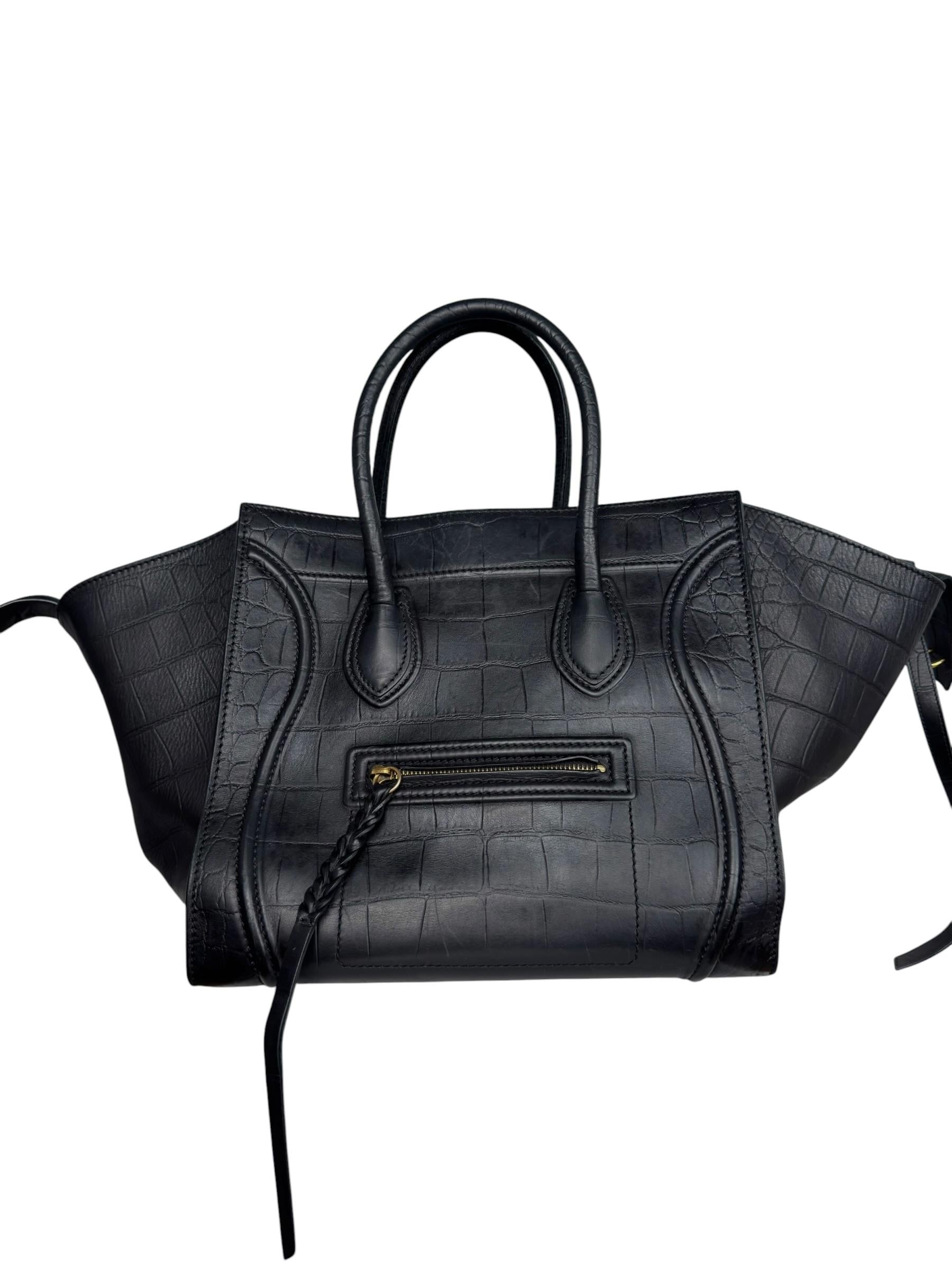 CELINE CROCO EMBELLISHED PHANTOM LUGGAGE BAG