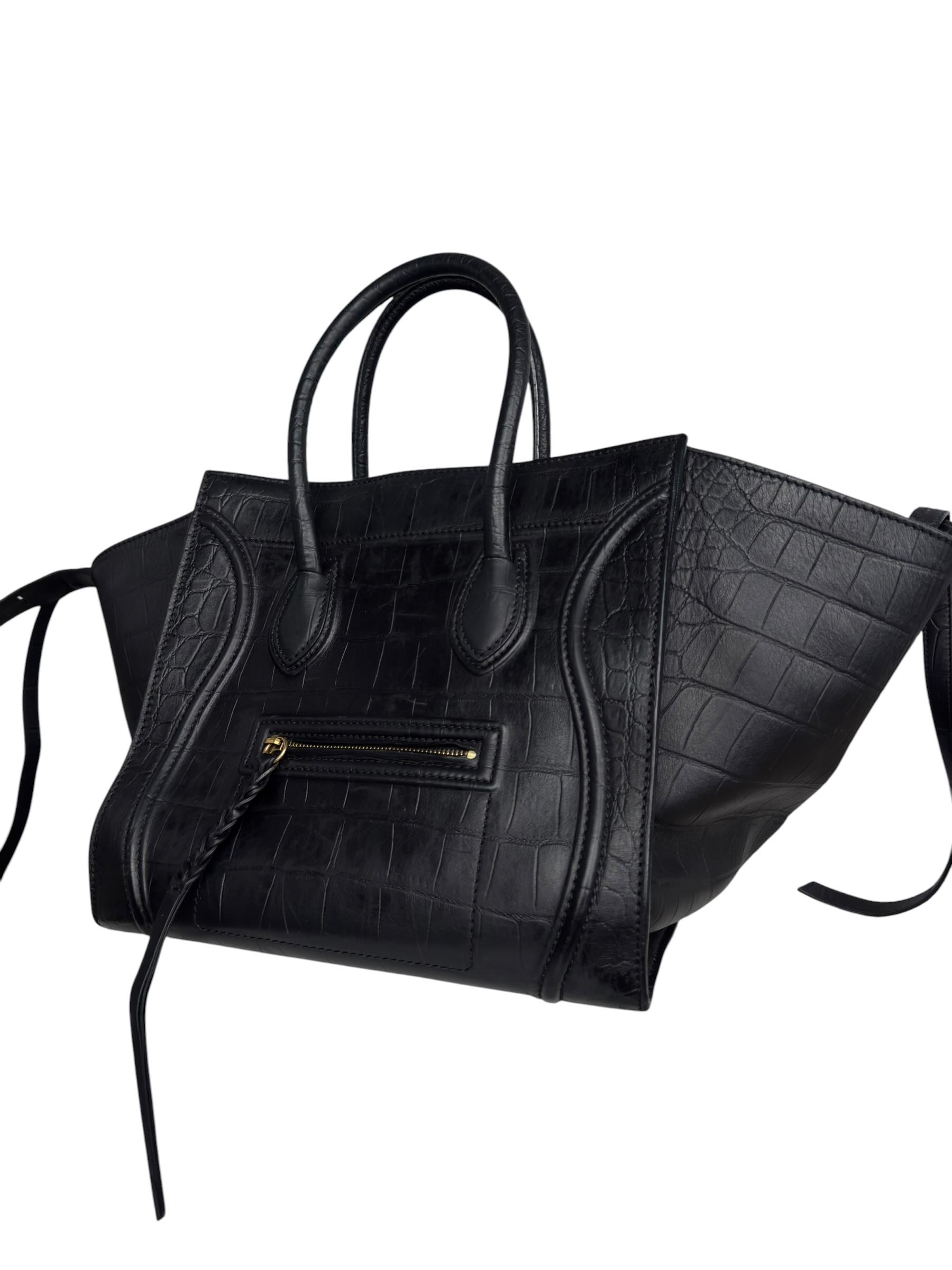 CELINE CROCO EMBELLISHED PHANTOM LUGGAGE BAG