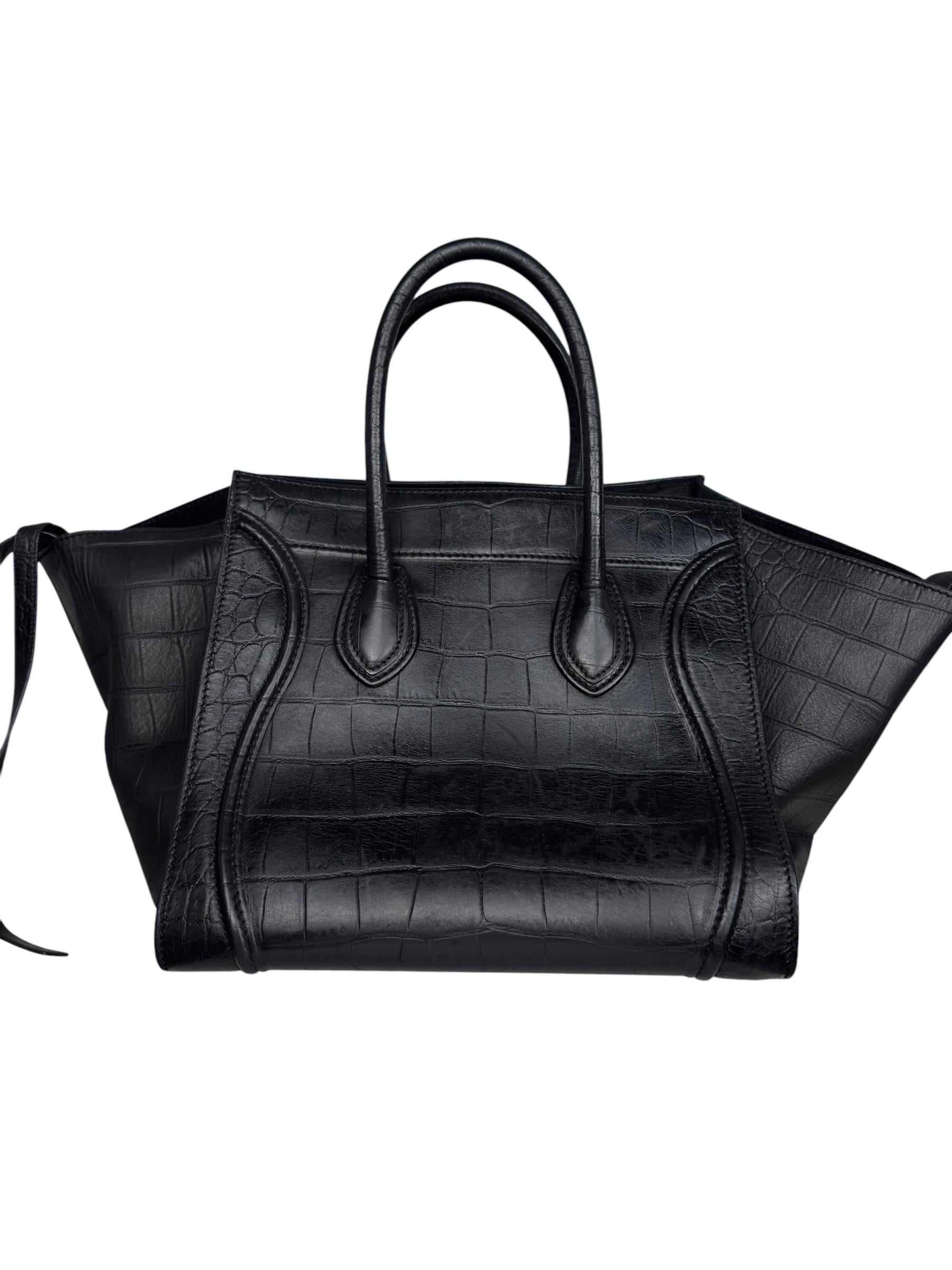 CELINE CROCO EMBELLISHED PHANTOM LUGGAGE BAG