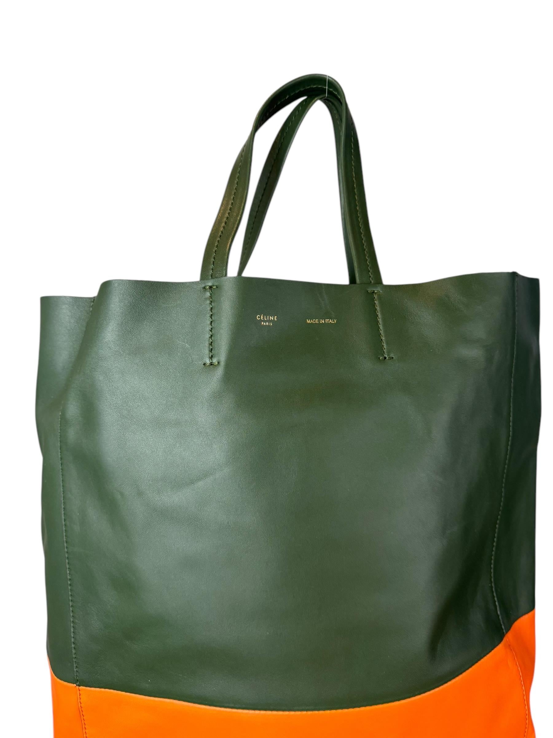 CELINE KHAKI CABAS TOTE BAG