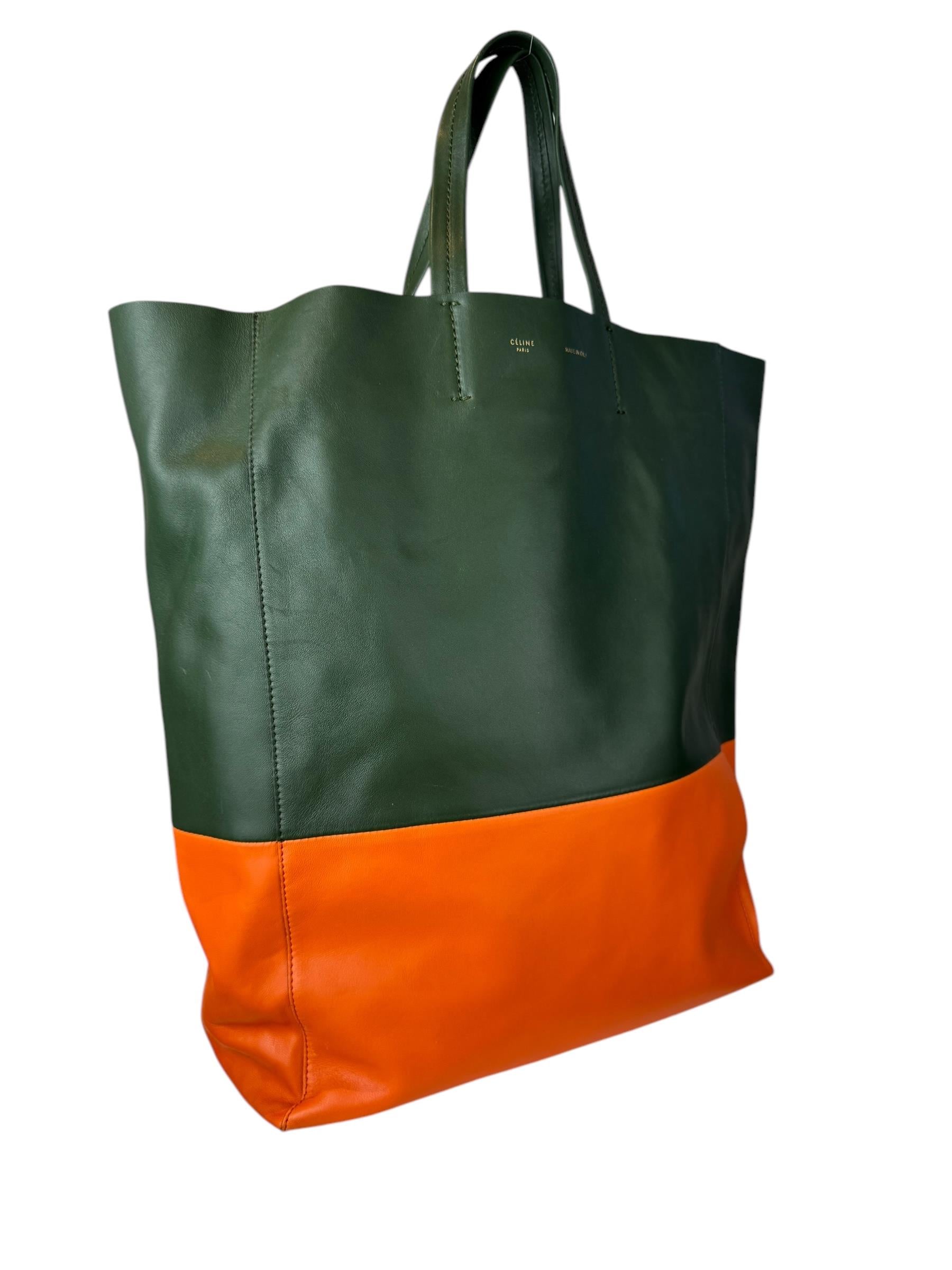 CELINE KHAKI CABAS TOTE BAG