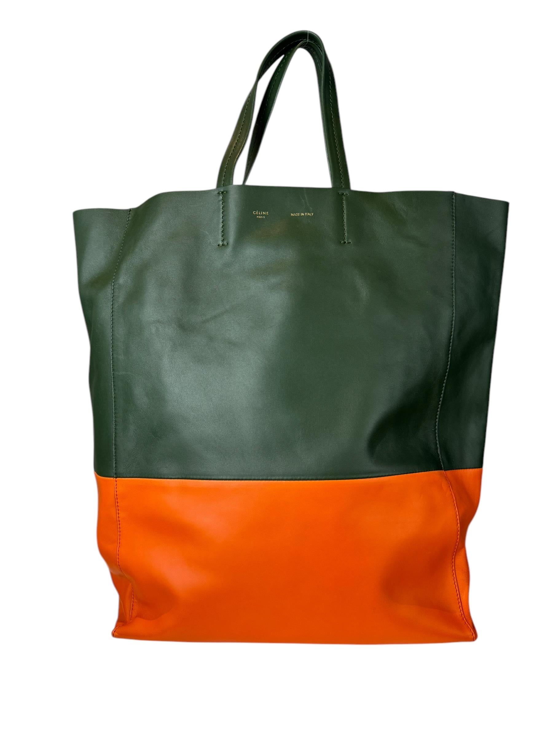 CELINE KHAKI CABAS TOTE BAG