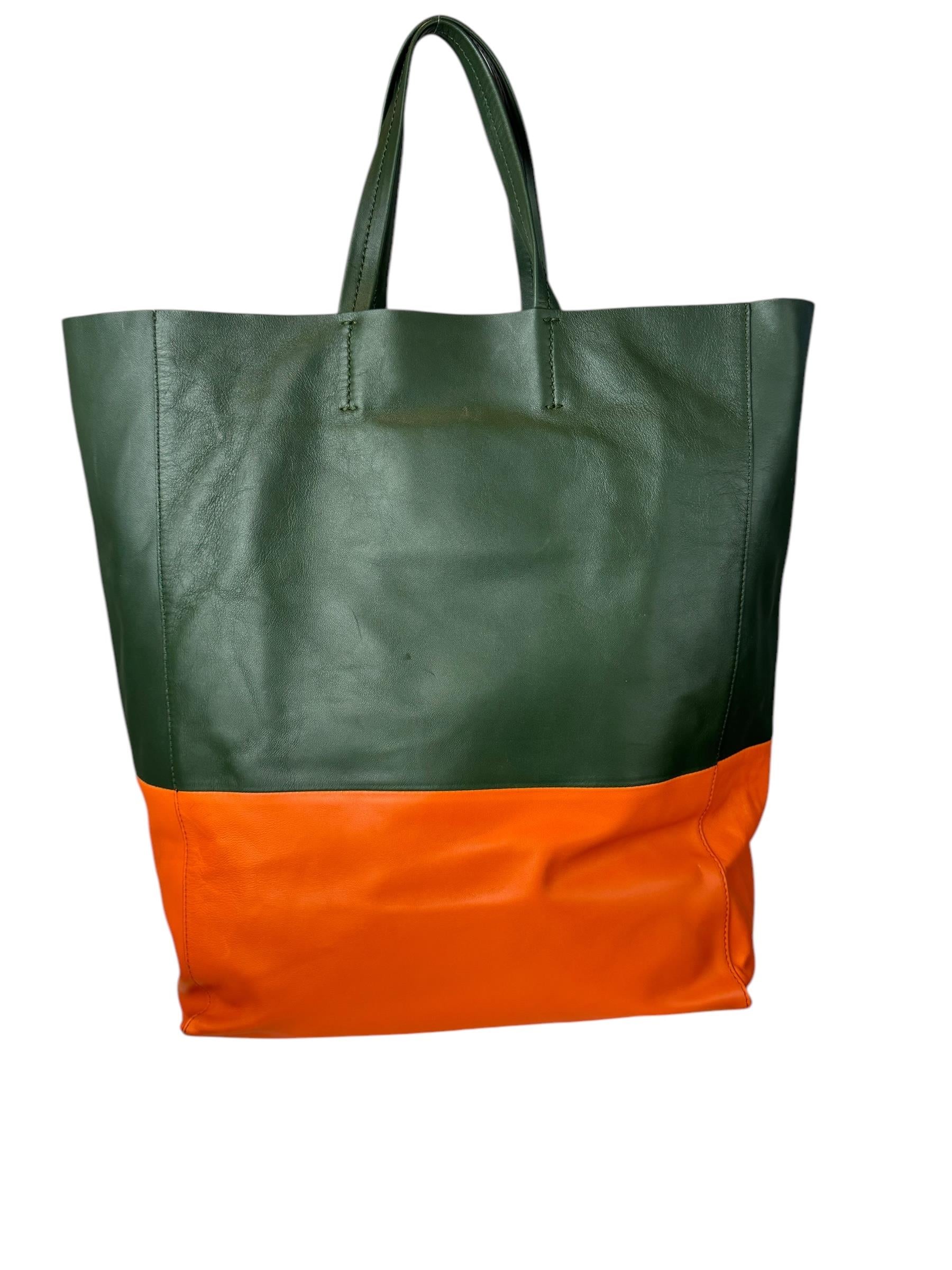 CELINE KHAKI CABAS TOTE BAG