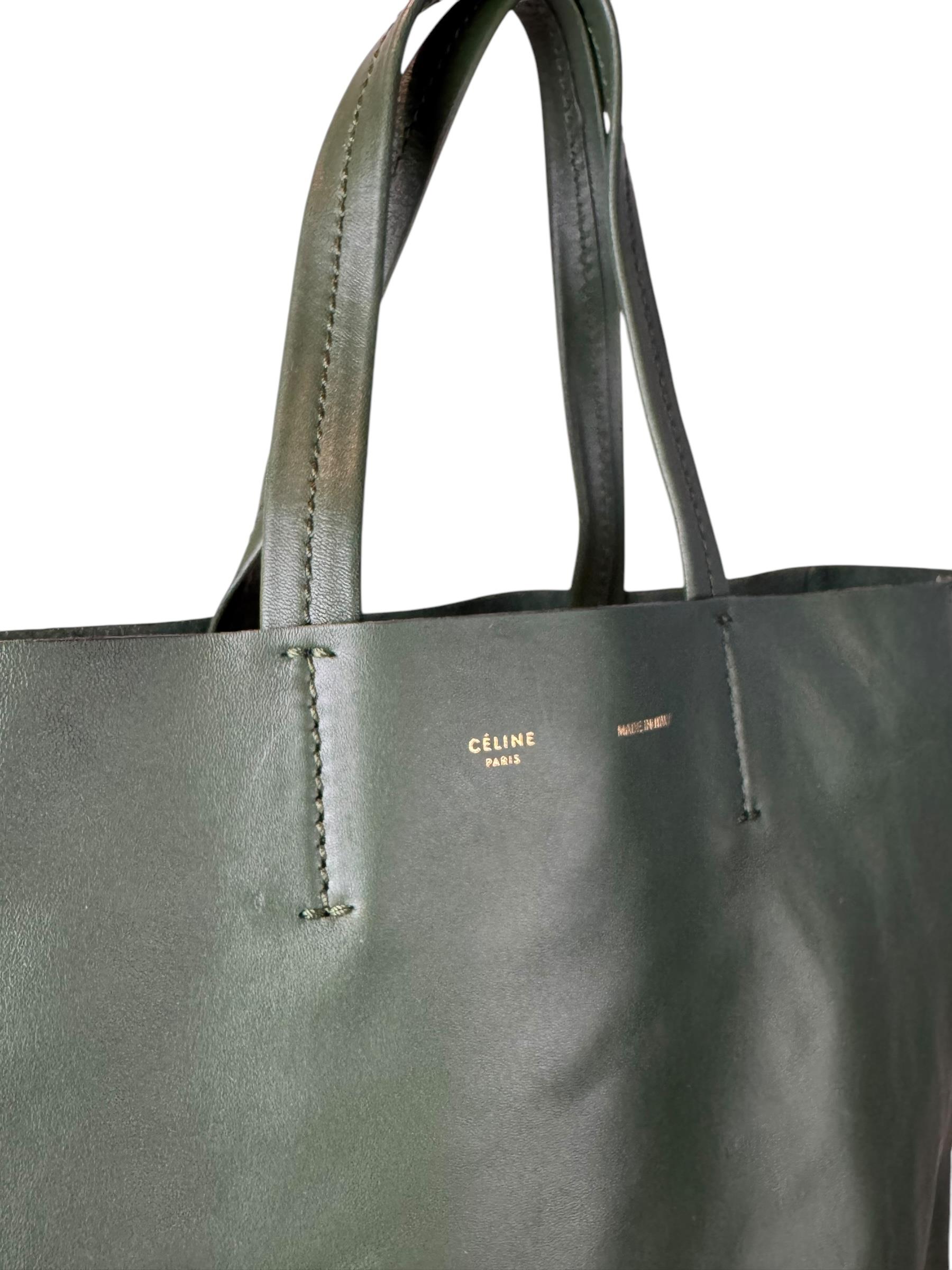 CELINE KHAKI CABAS TOTE BAG