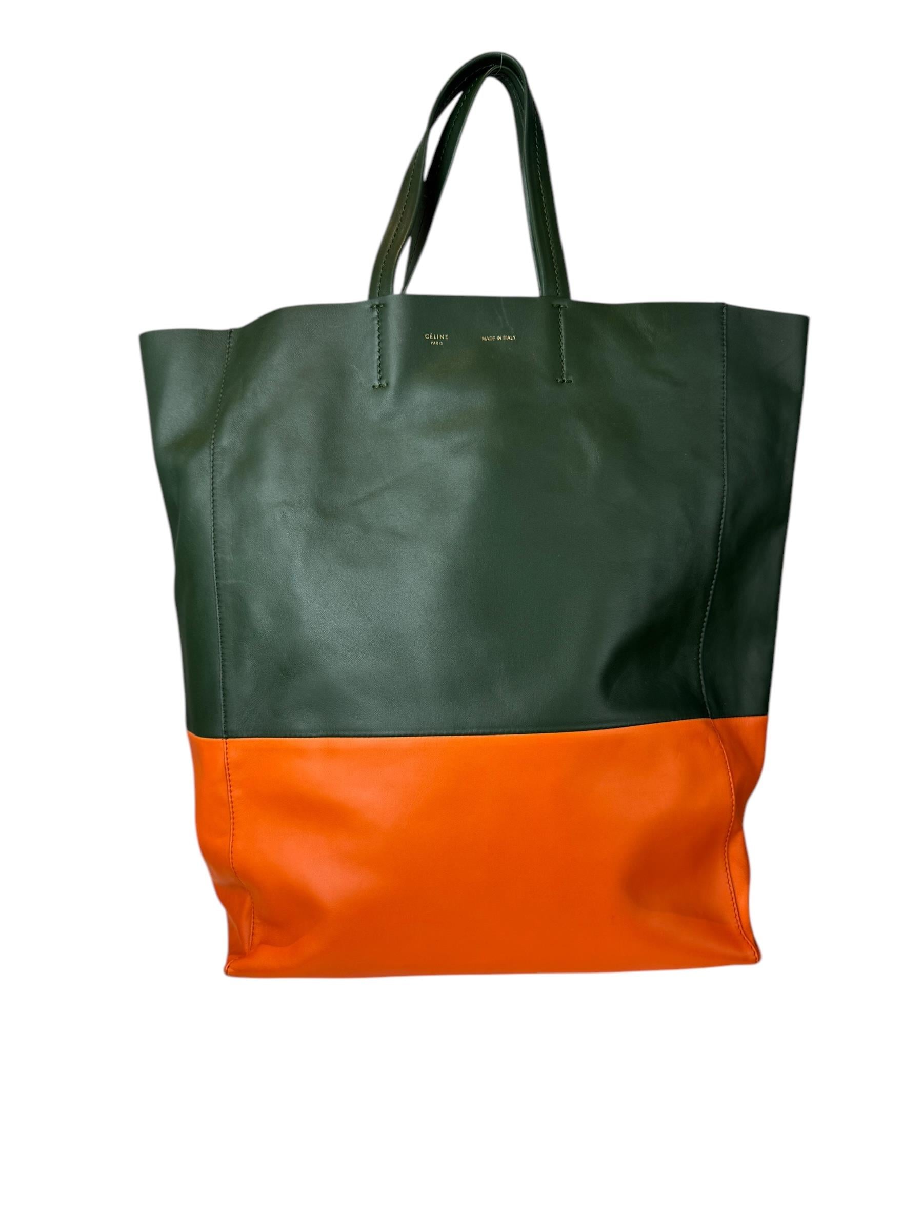 CELINE KHAKI CABAS TOTE BAG