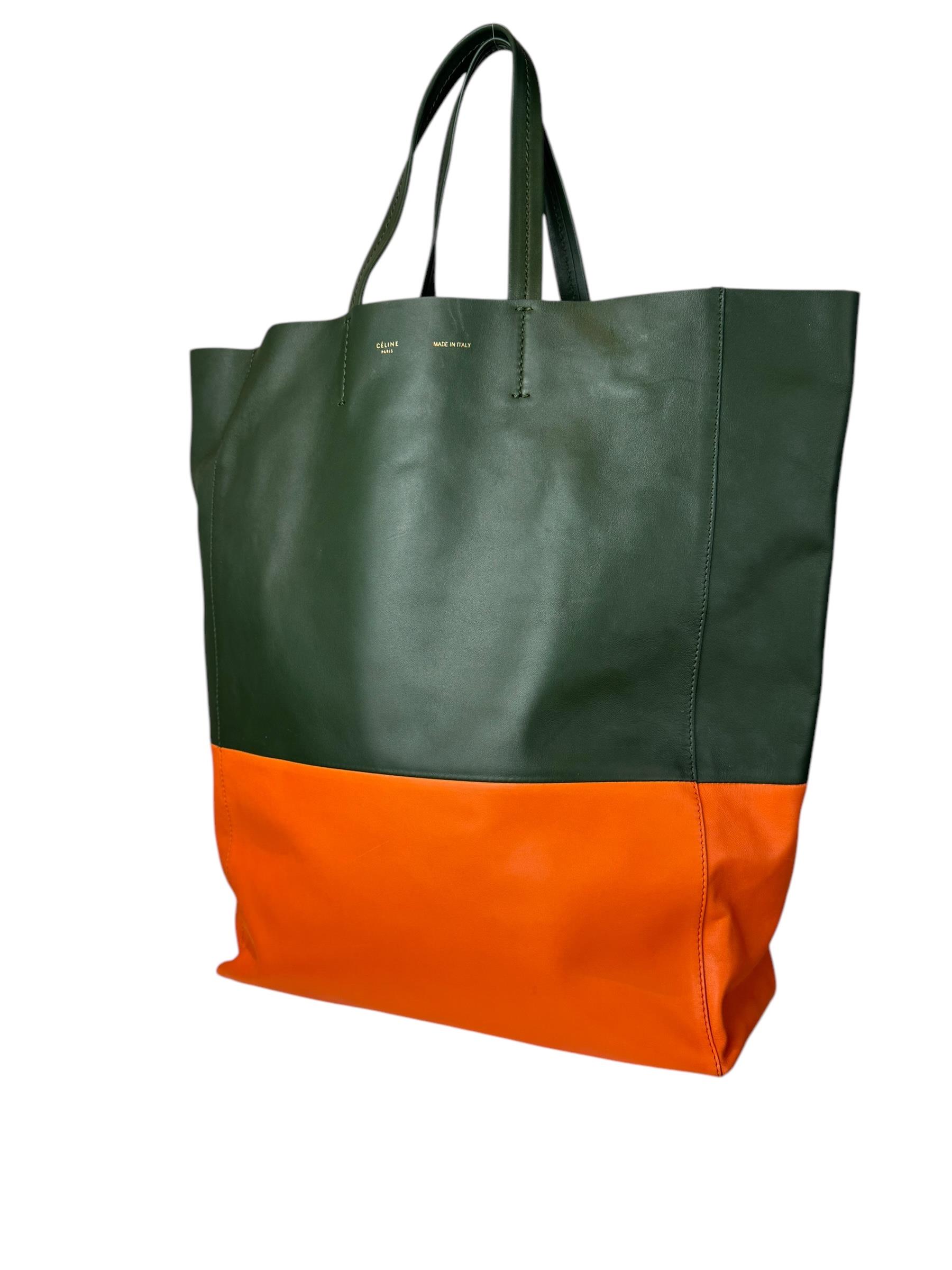 CELINE KHAKI CABAS TOTE BAG