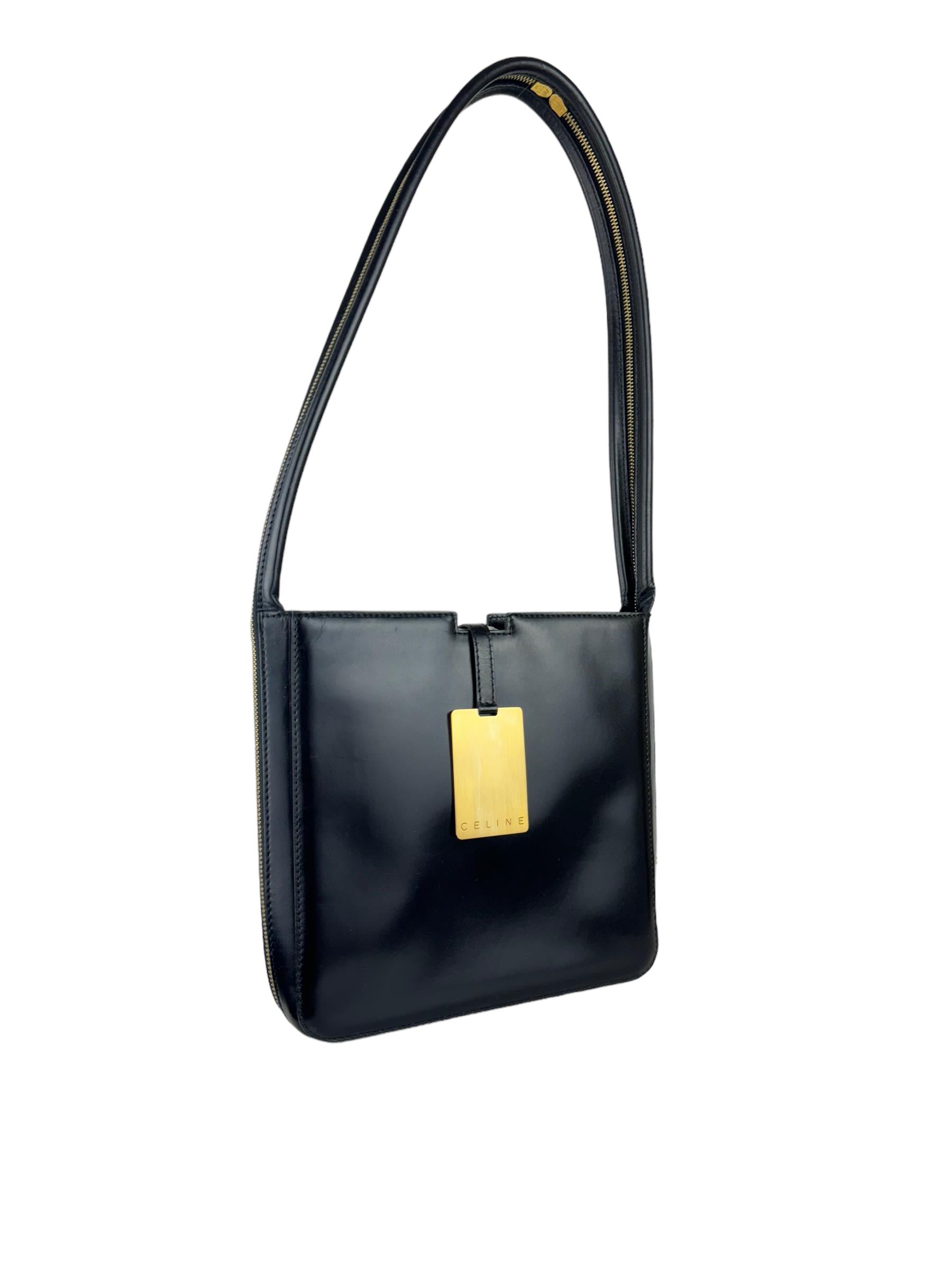 CELINE LEATHER VINTAGE SHOULDER BAG