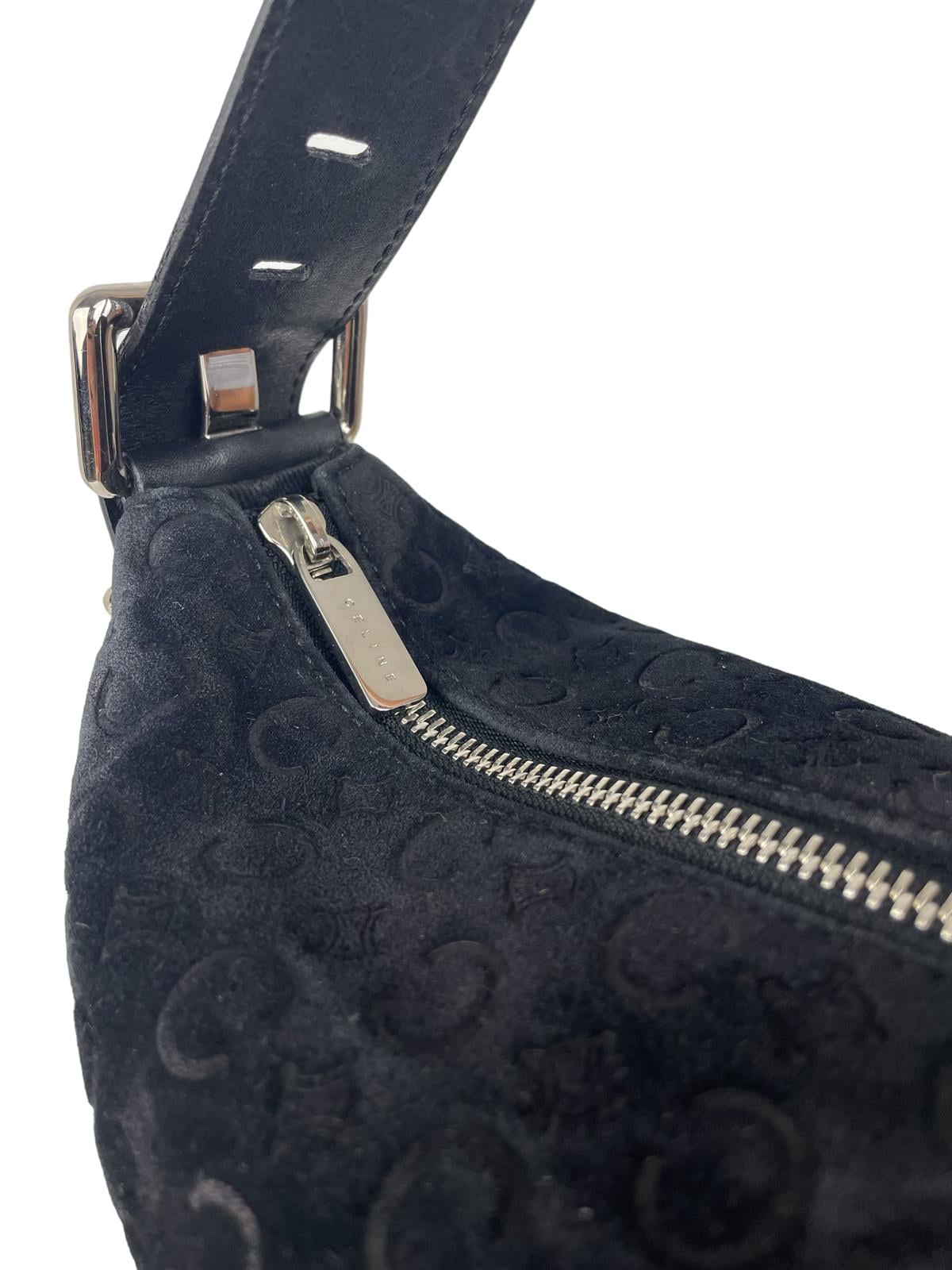 CELINE MACADAM SUEDE SHOULDER BAG