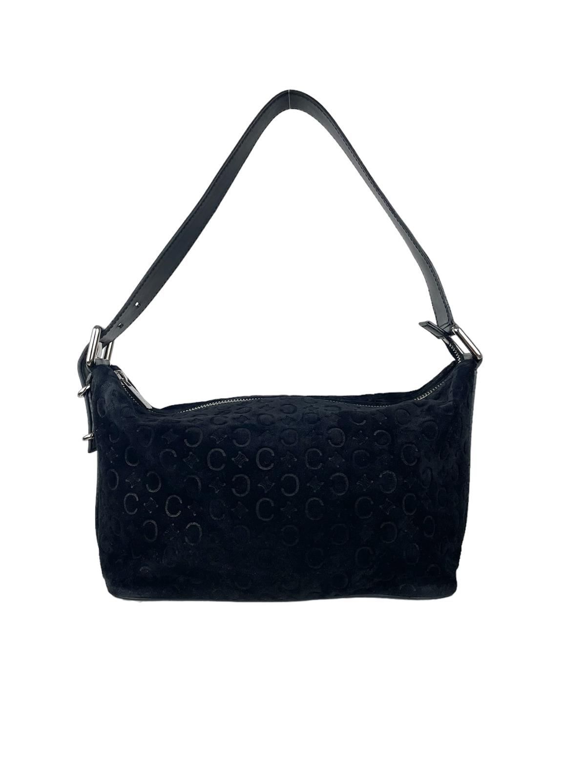 CELINE MACADAM SUEDE SHOULDER BAG